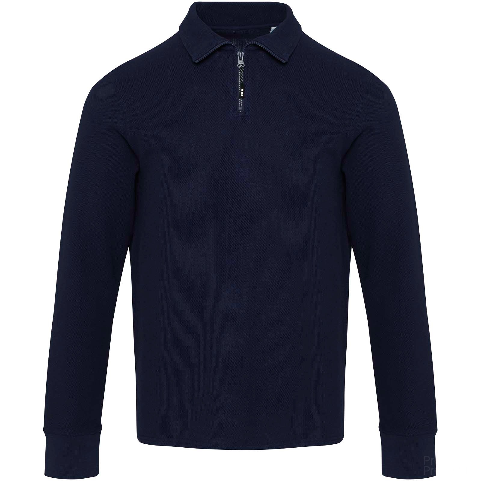 Zeus langermet unisex piké med halv glidelås