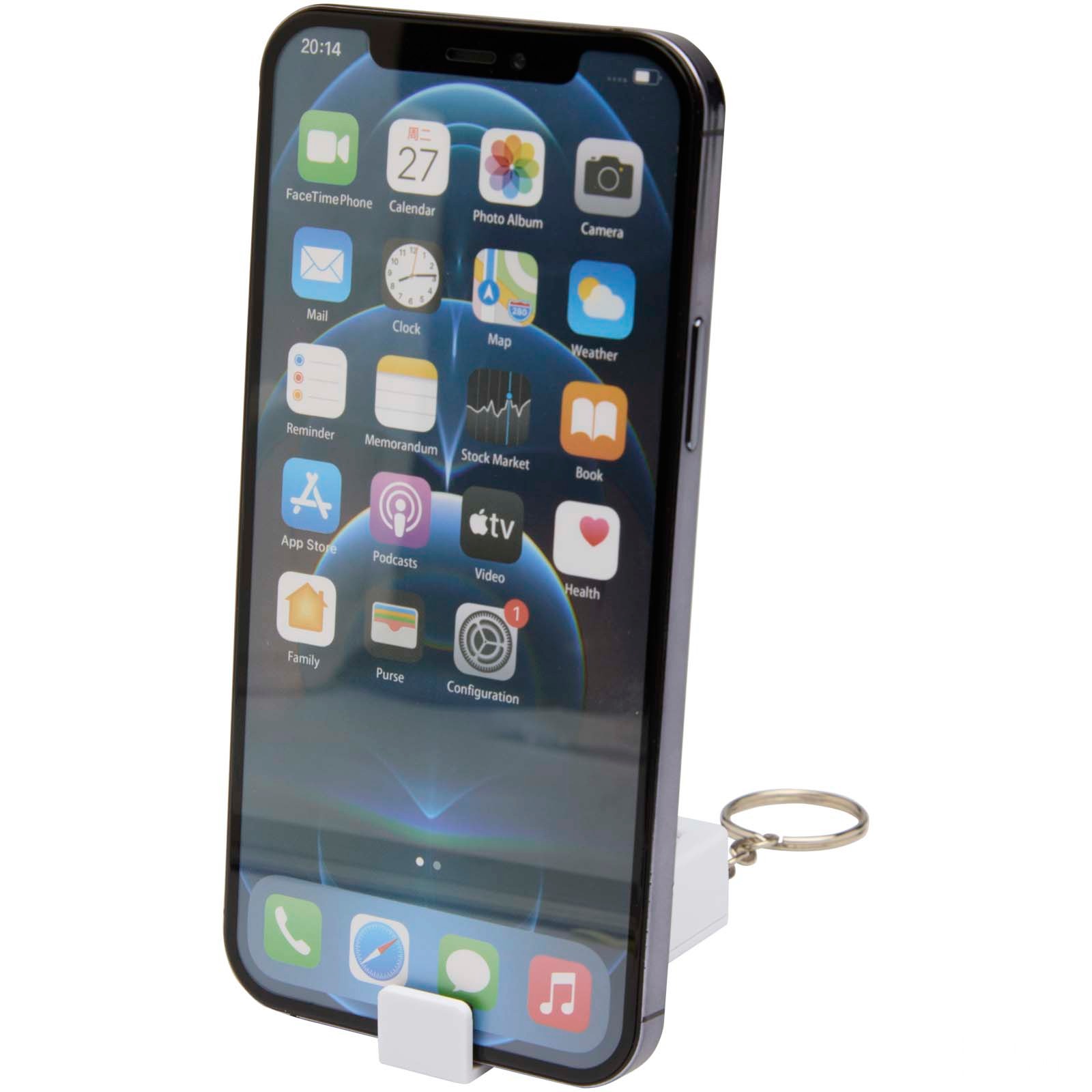 Aggia telefonstativ av resirkulert plast med fidget-leke med logo