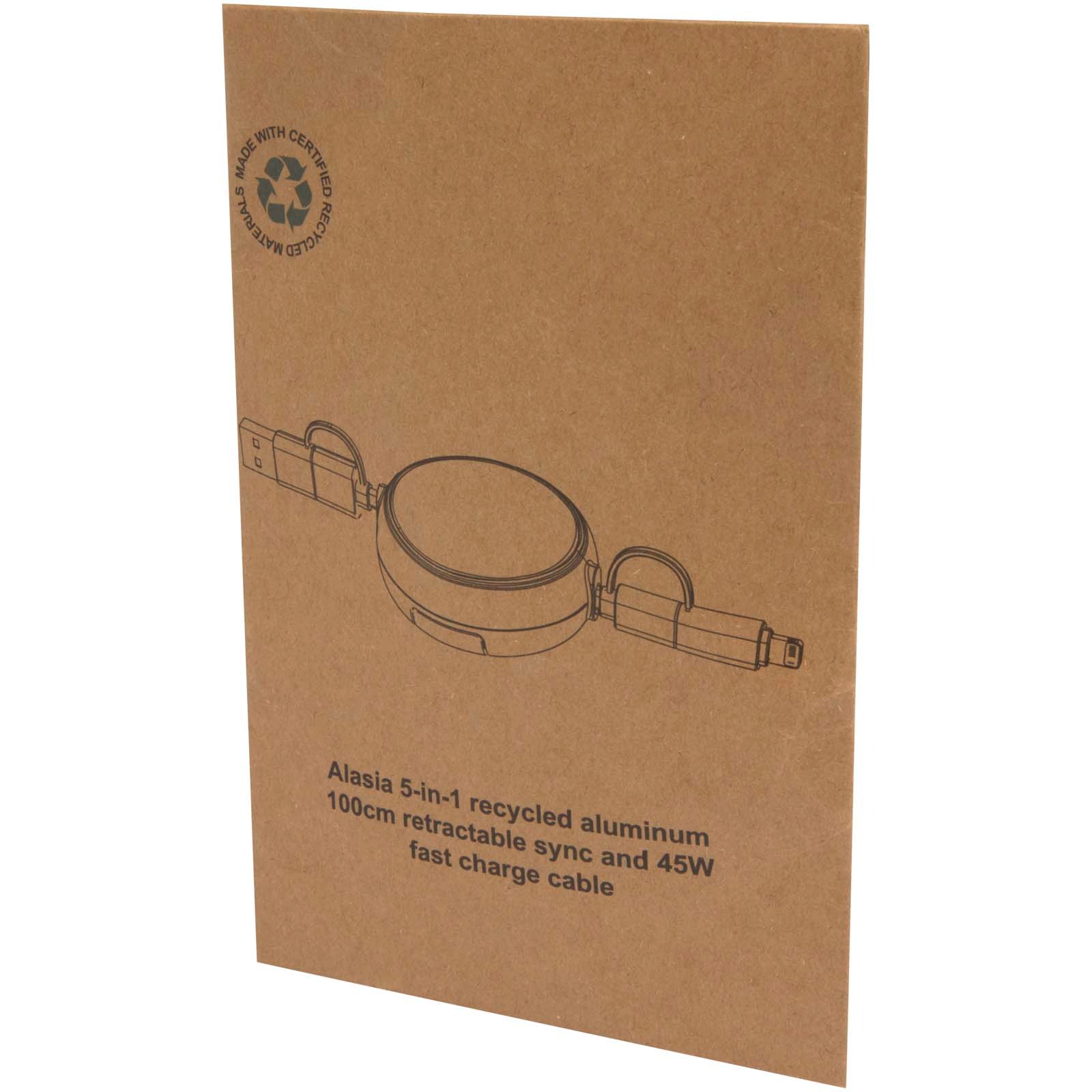 Alasia 5-i-1 100 cm utdragbar datasynkroniserings- och 45 W snabbladdningskabel av återvunnen plast och aluminium