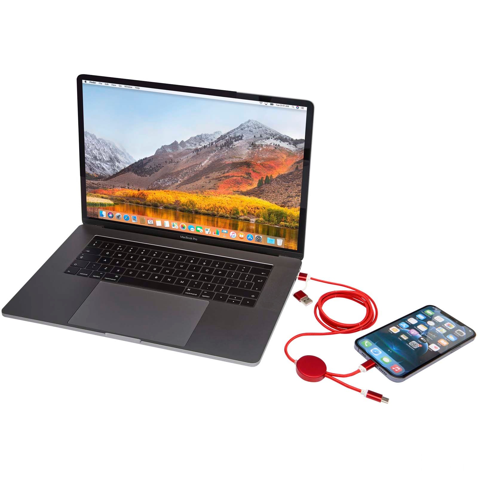 Alasia 5-i-1 150 cm datasynkroniserings- og 27 W hurtigladingskabel med trykk