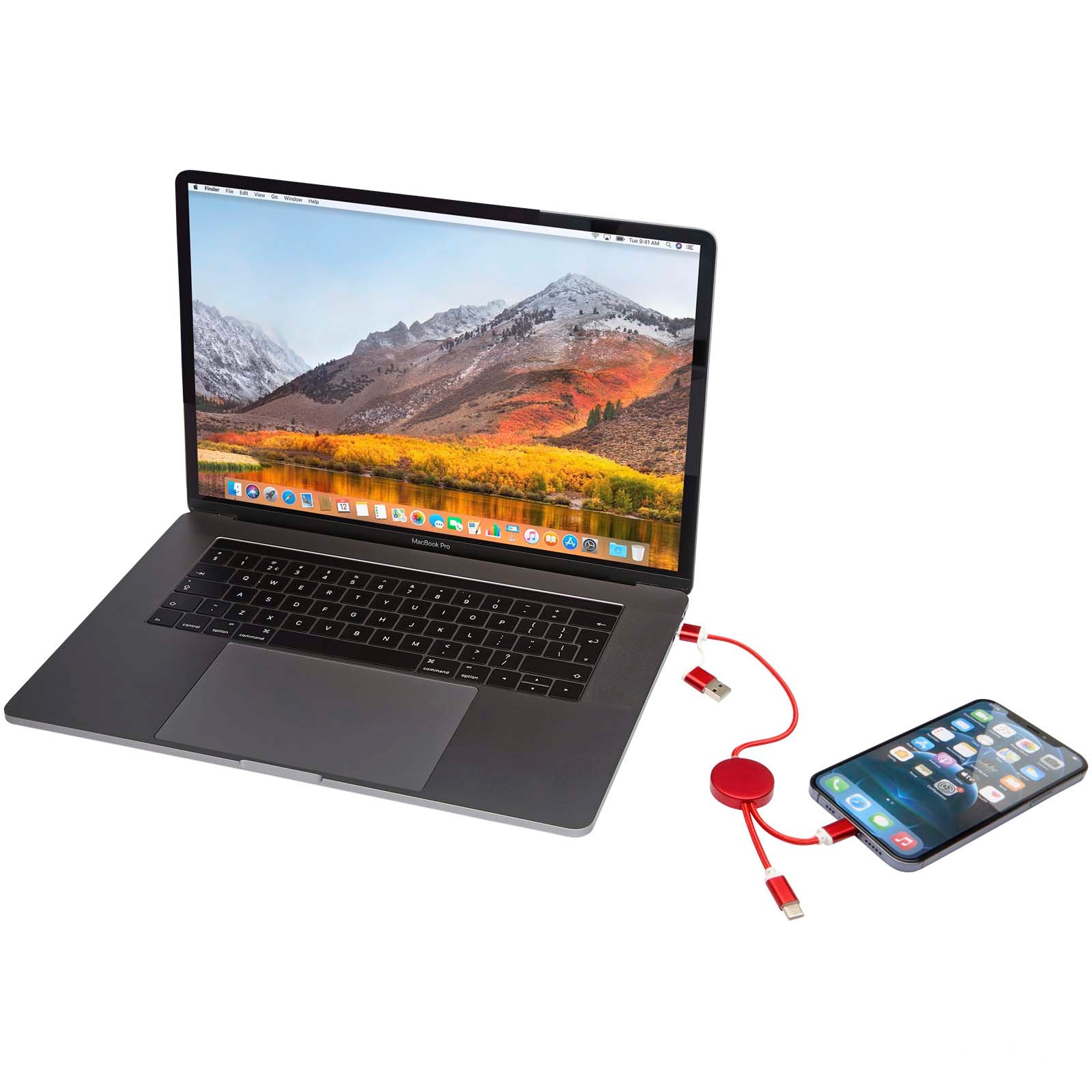 Alasia 5-i-1 30 cm datasynkroniserings- og 27 W hurtigladingskabel med trykk