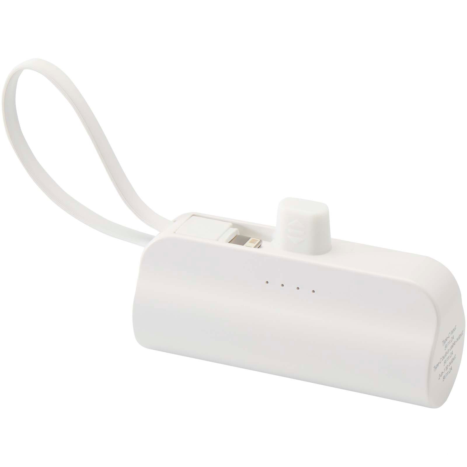 Alnair 5 000 mAh 10 W Type-C powerbank av resirkulert plast med innebygd flipstativ og 2-i-1-kabel med trykk