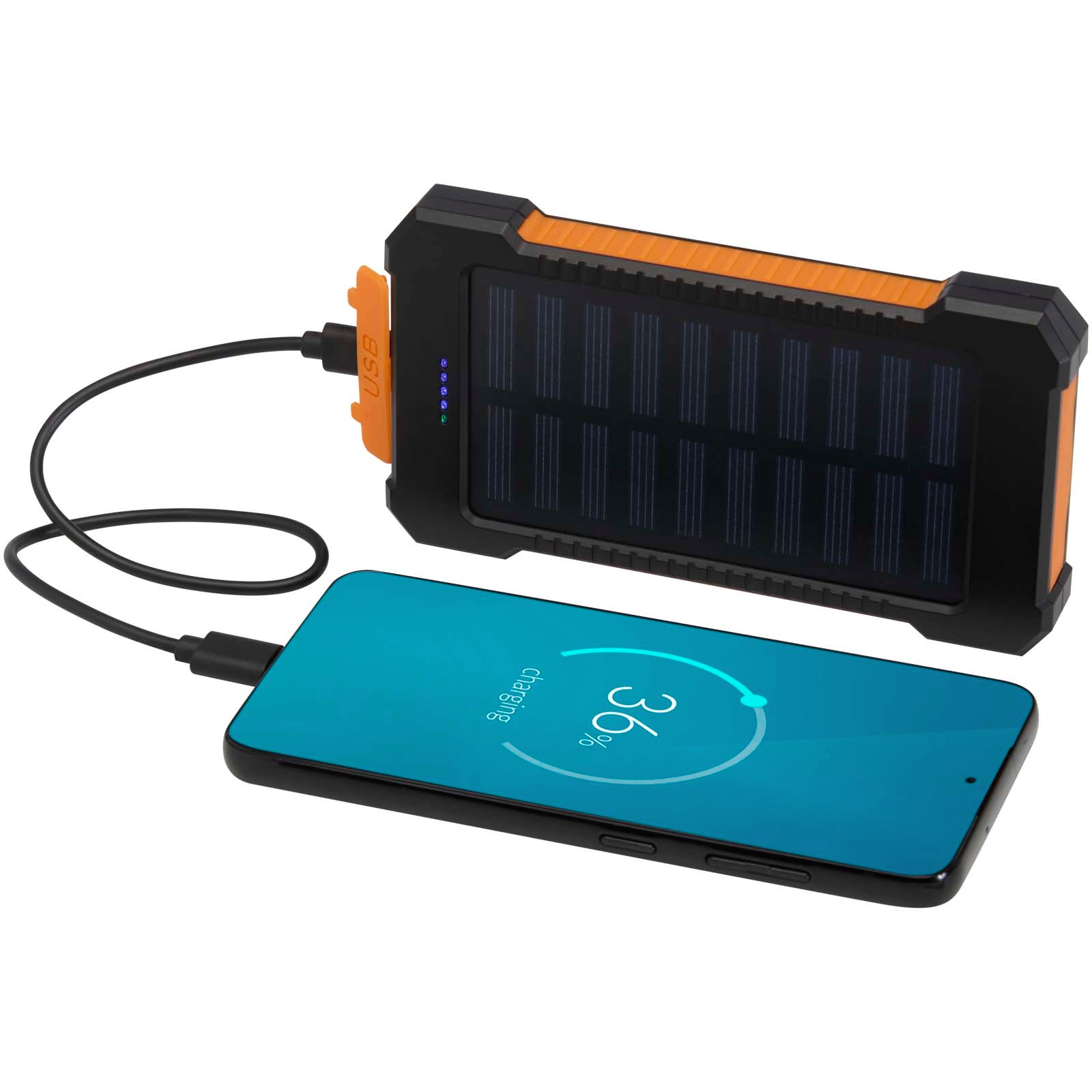 Altair 5 000 mAh 10 W robust solcelle-powerbank av resirkulert plast med innebygd lommelykt med trykk