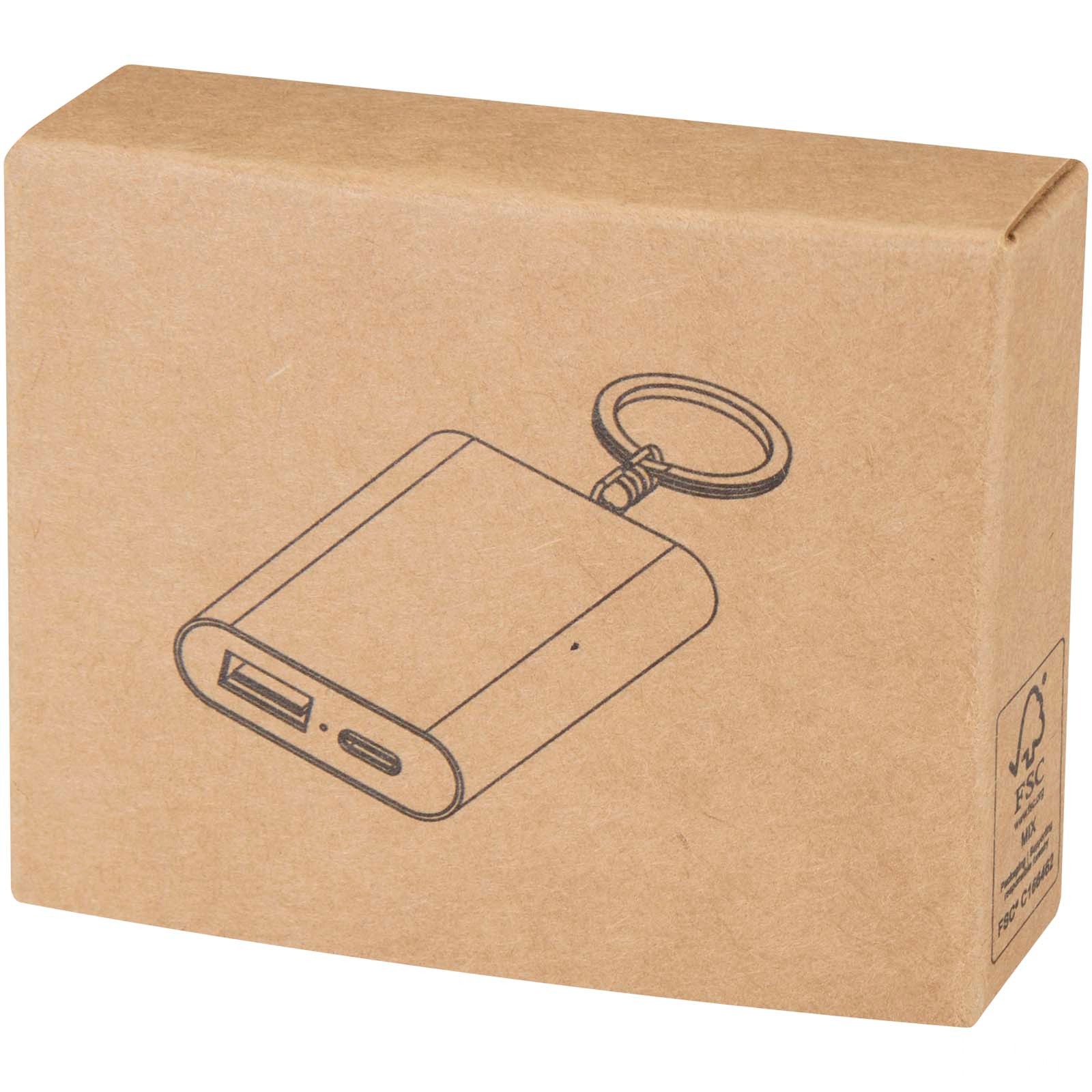 Arcturus 2 000 mAh powerbank i resirkulert aluminium med nøkkelring