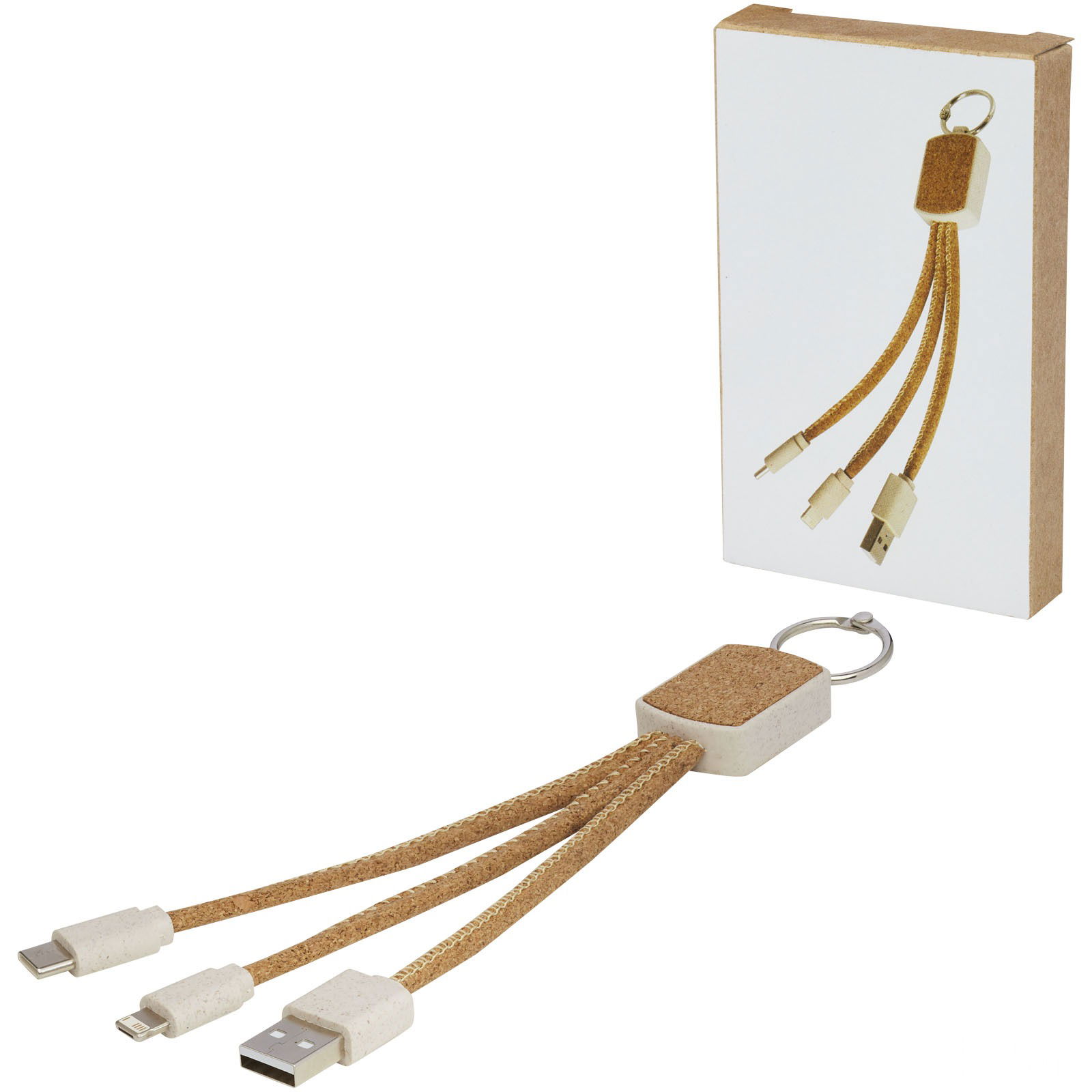 Bates wheat straw and cork 3-in-1 charging cable