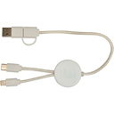 Chechia 5-in-1 recycled plastic 30 cm data sync and 27W fast charge cable with bamboo details - image 3
