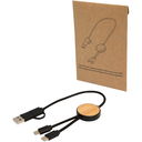 Chechia 5-in-1 recycled plastic 30 cm data sync and 27W fast charge cable with bamboo details - image 1