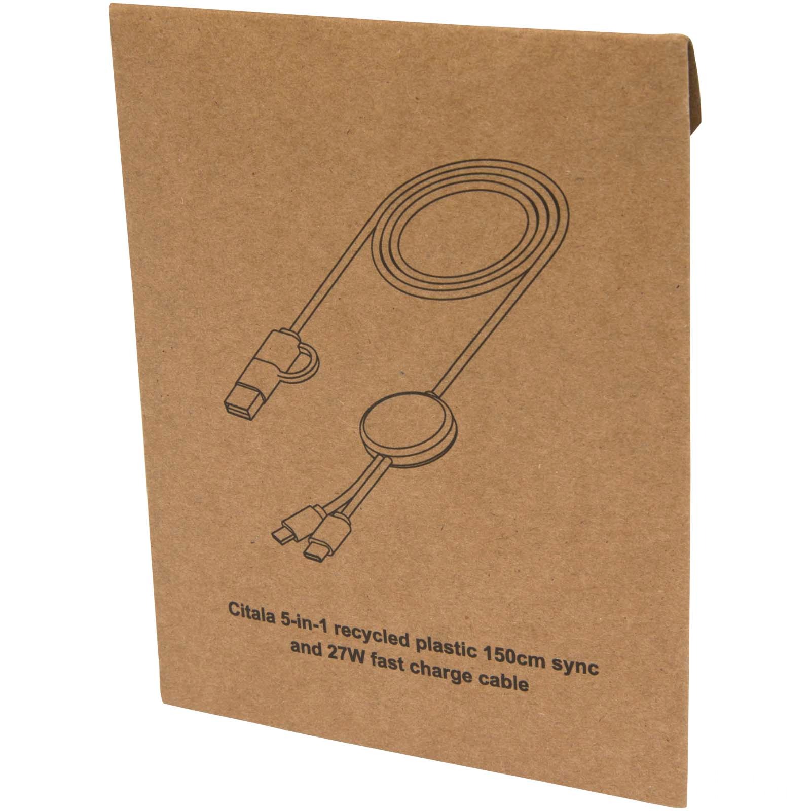 Citala 5-in-1 recycled plastic 150 cm data sync and 27W fast charge cable