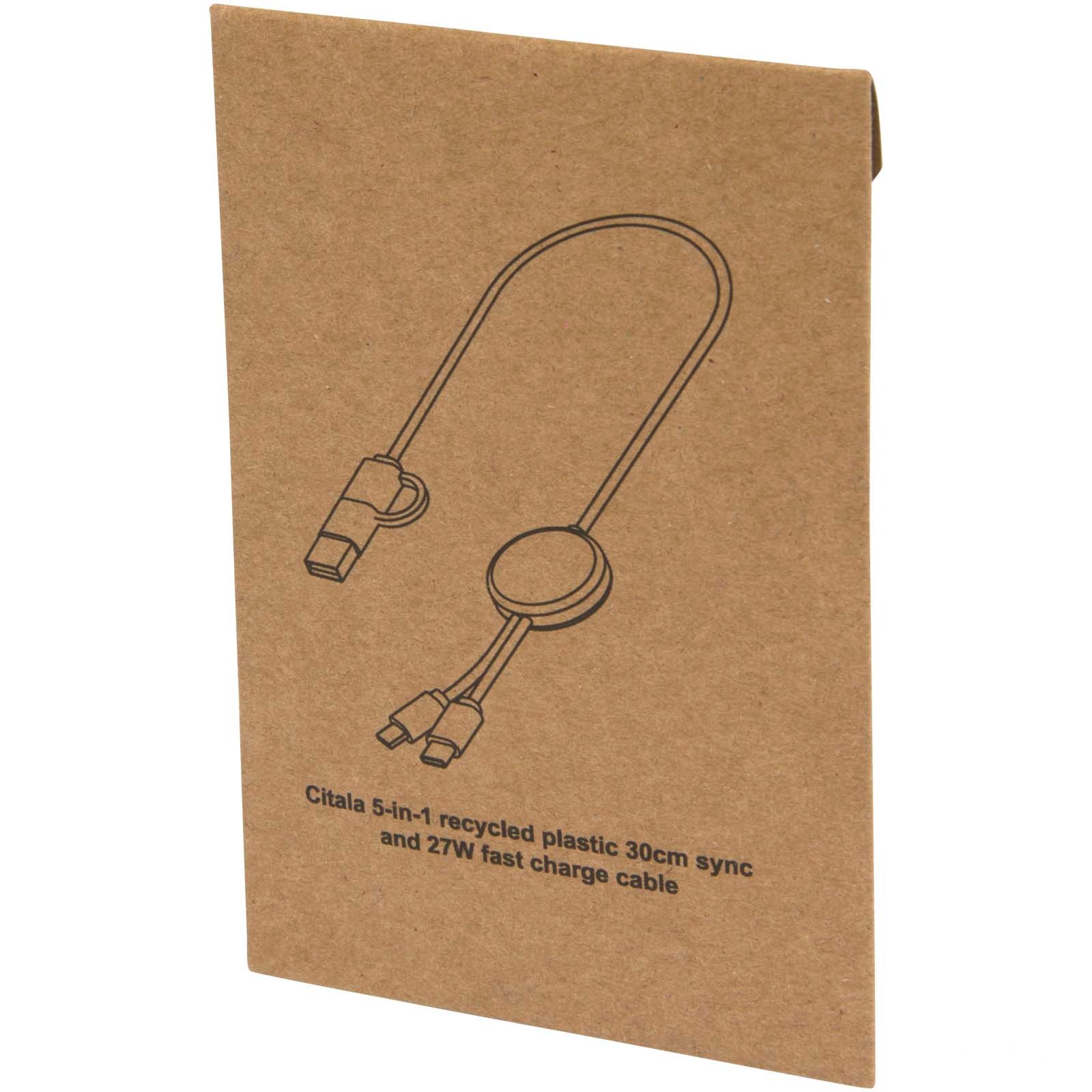Citala 5-in-1 recycled plastic 30 cm data sync and 27W fast charge cable
