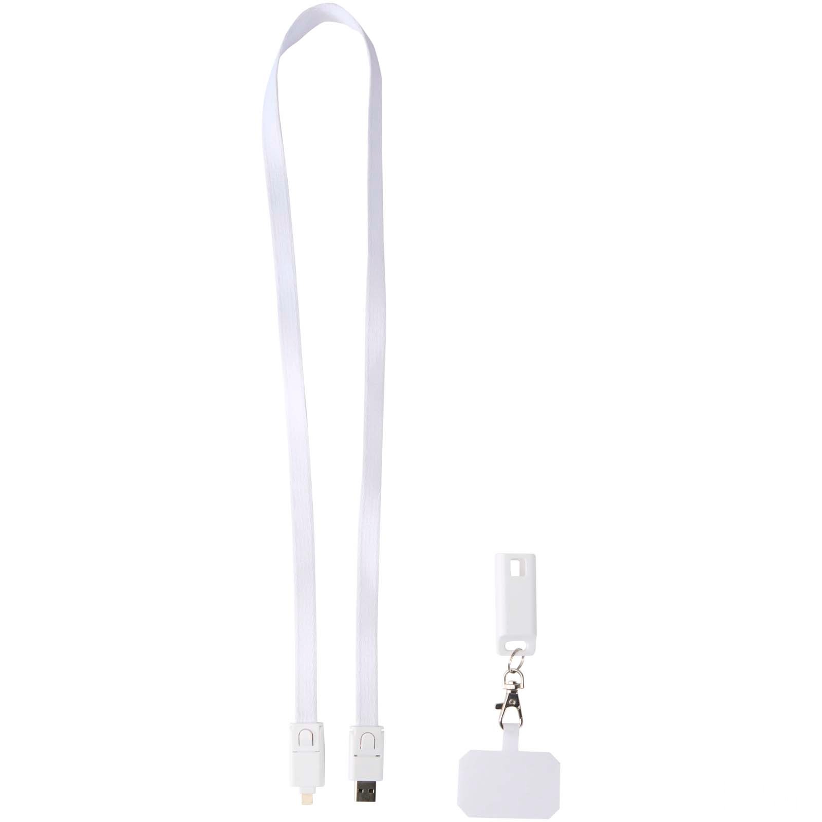 Franz recycled plastic smartphone lanyard with built-in data sync and 65W fast charge 5-in-1 cable