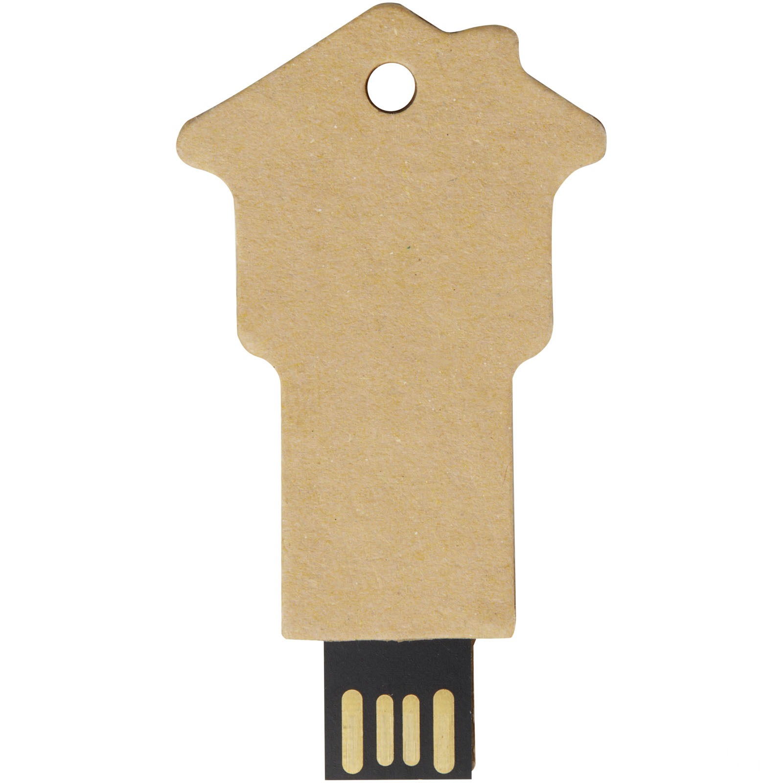 Husformet USB-minne 2.0 i resirkulert papir - Kraftbrun, forside