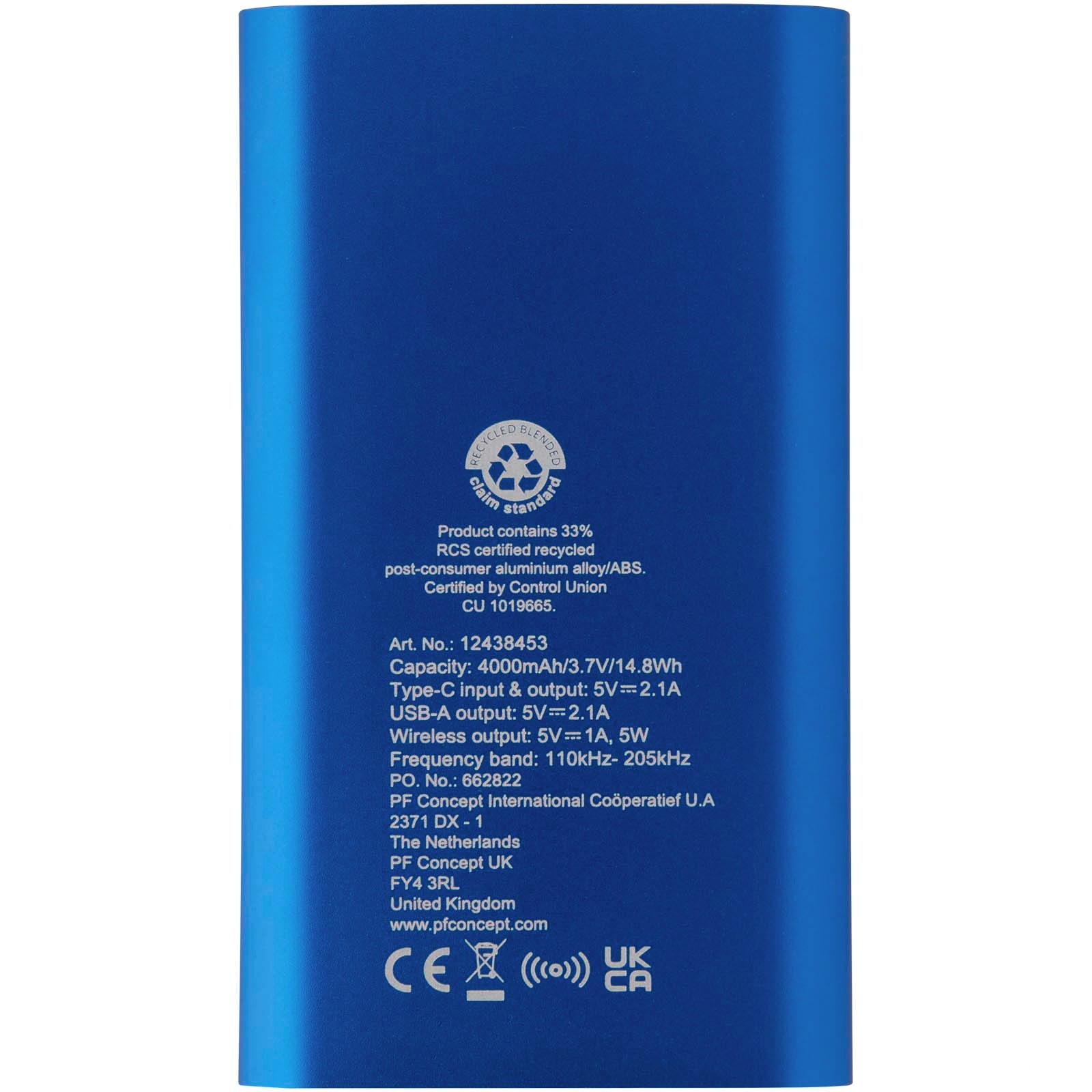 Juice trådlös 4 000 mAh Type C-powerbank i återvunnen aluminium