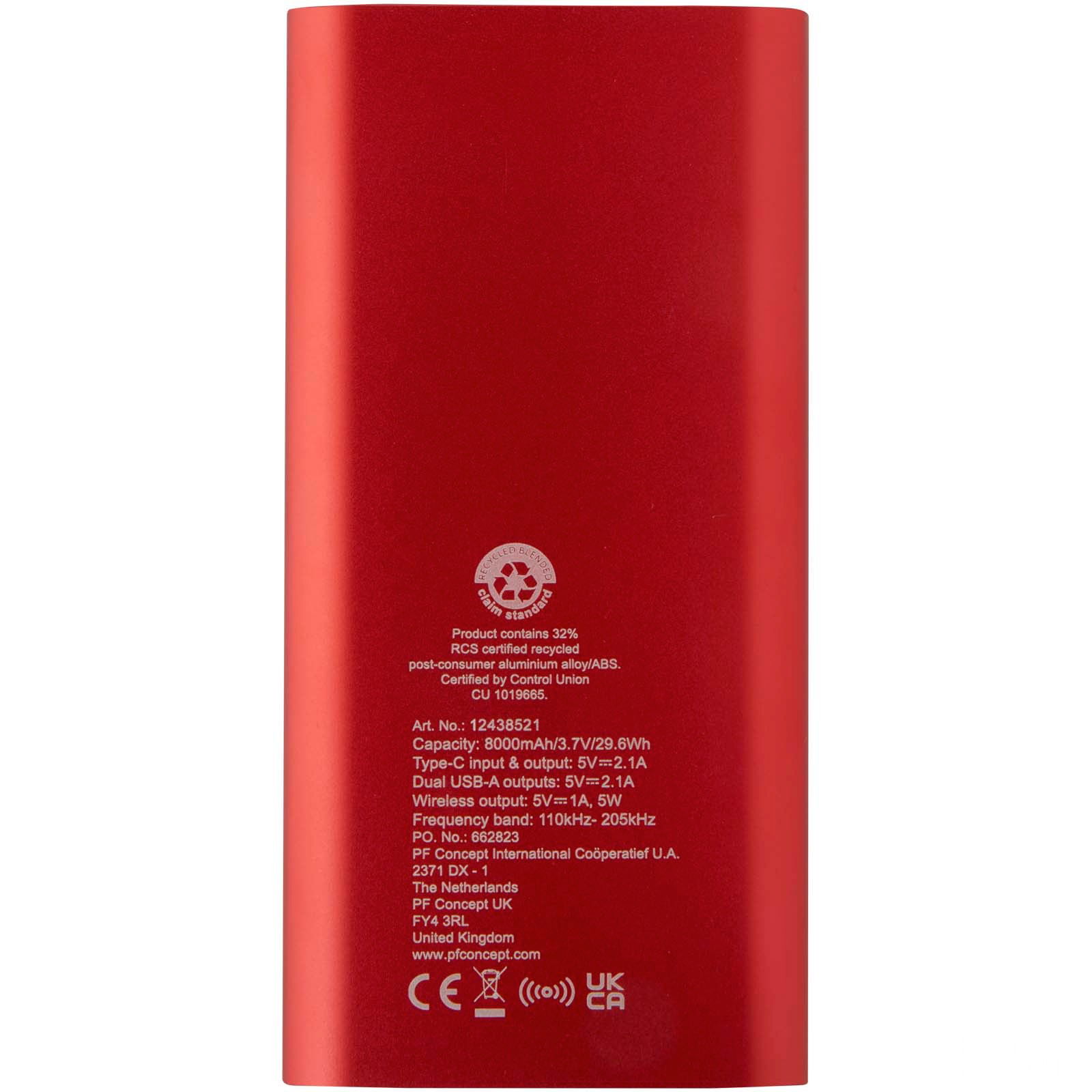 Juice trådlös 8 000 mAh Type C-powerbank i återvunnen aluminium