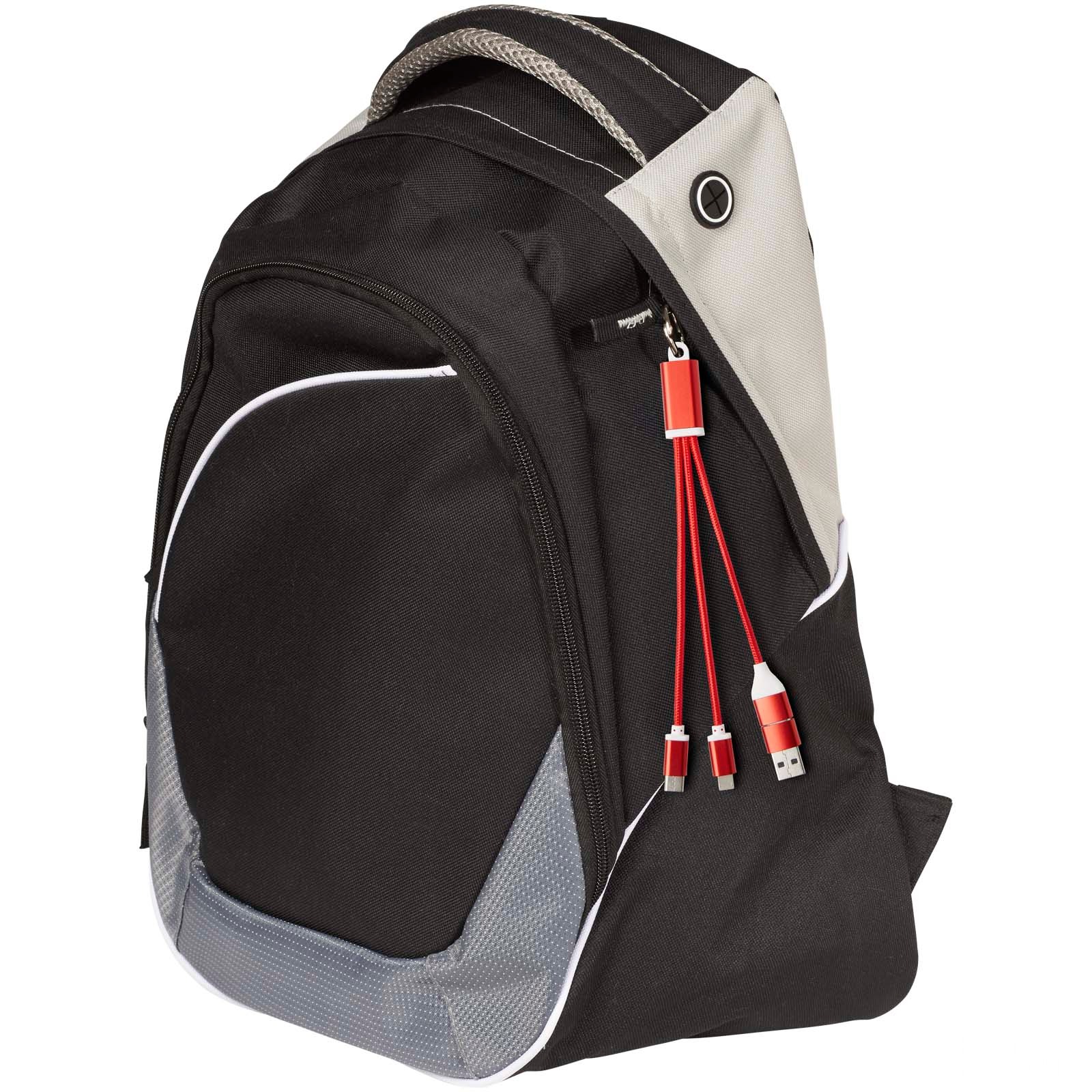 Metal 4-i-1 ladekabel i resirkulert aluminium med nøkkelring med logo