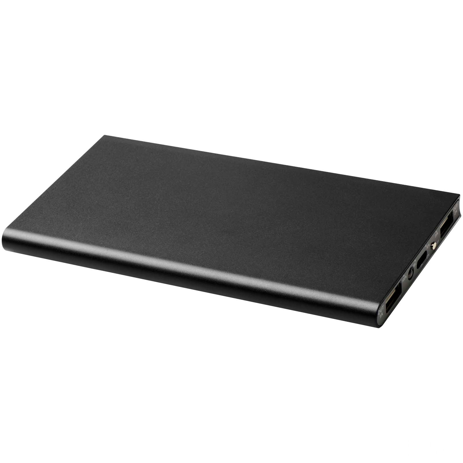Plate 8 000 mAh powerbank i aluminium - Svart med tryck