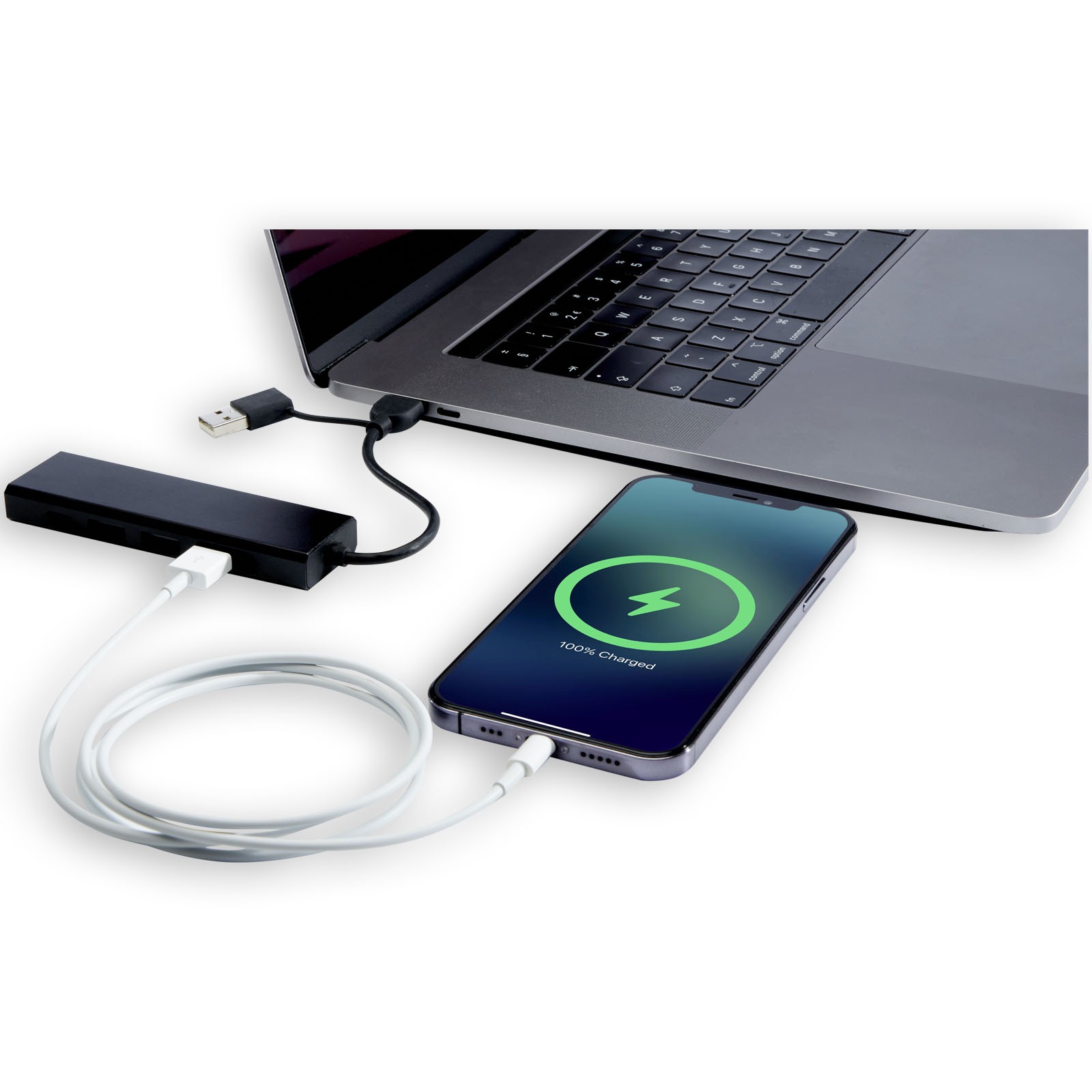 Rise USB 2.0-hub av RCS-resirkulert aluminium med trykk