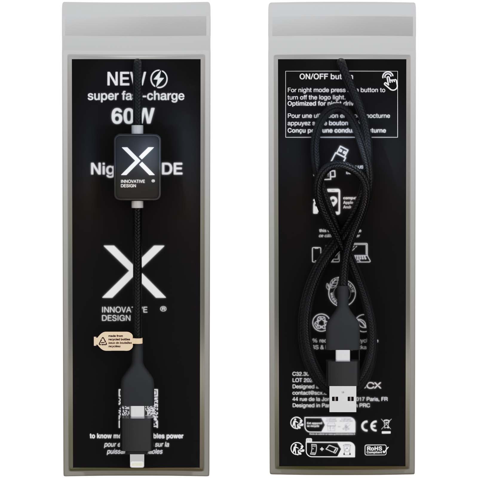 SCX.design C32 60 W ladekabel med strømbryter og opplyst logo
