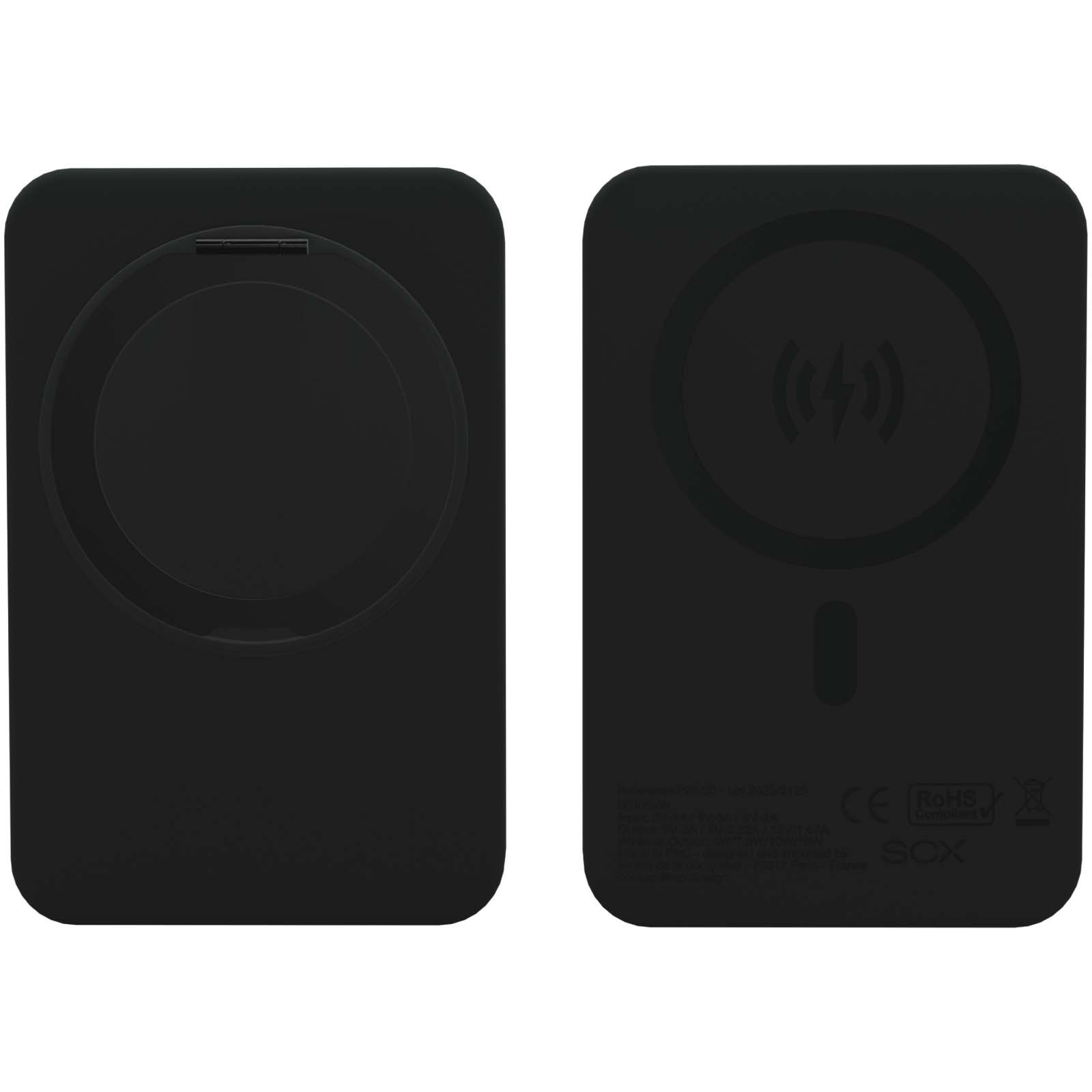 SCX.design P28 5 000 mAh powerbank med sammenleggbar ring - Svart, forside
