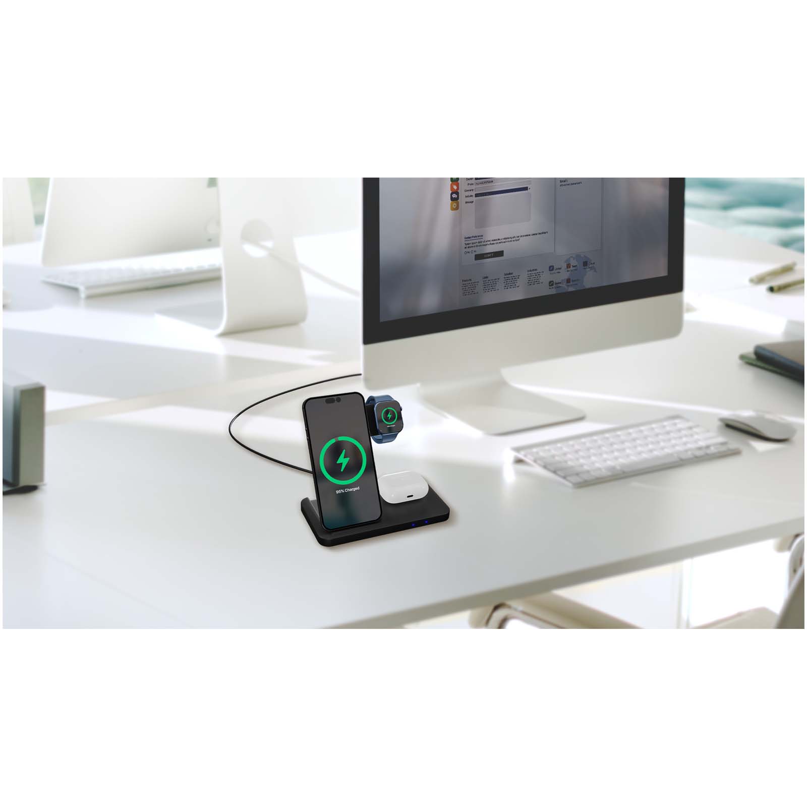 SCX.design W28 3-i-1 trådløs ladebase med telefonstativ