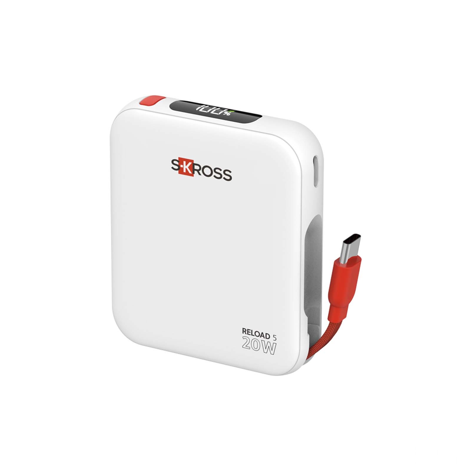 SKROSS® Reload 5000mAh powerbank - Vit med tryck
