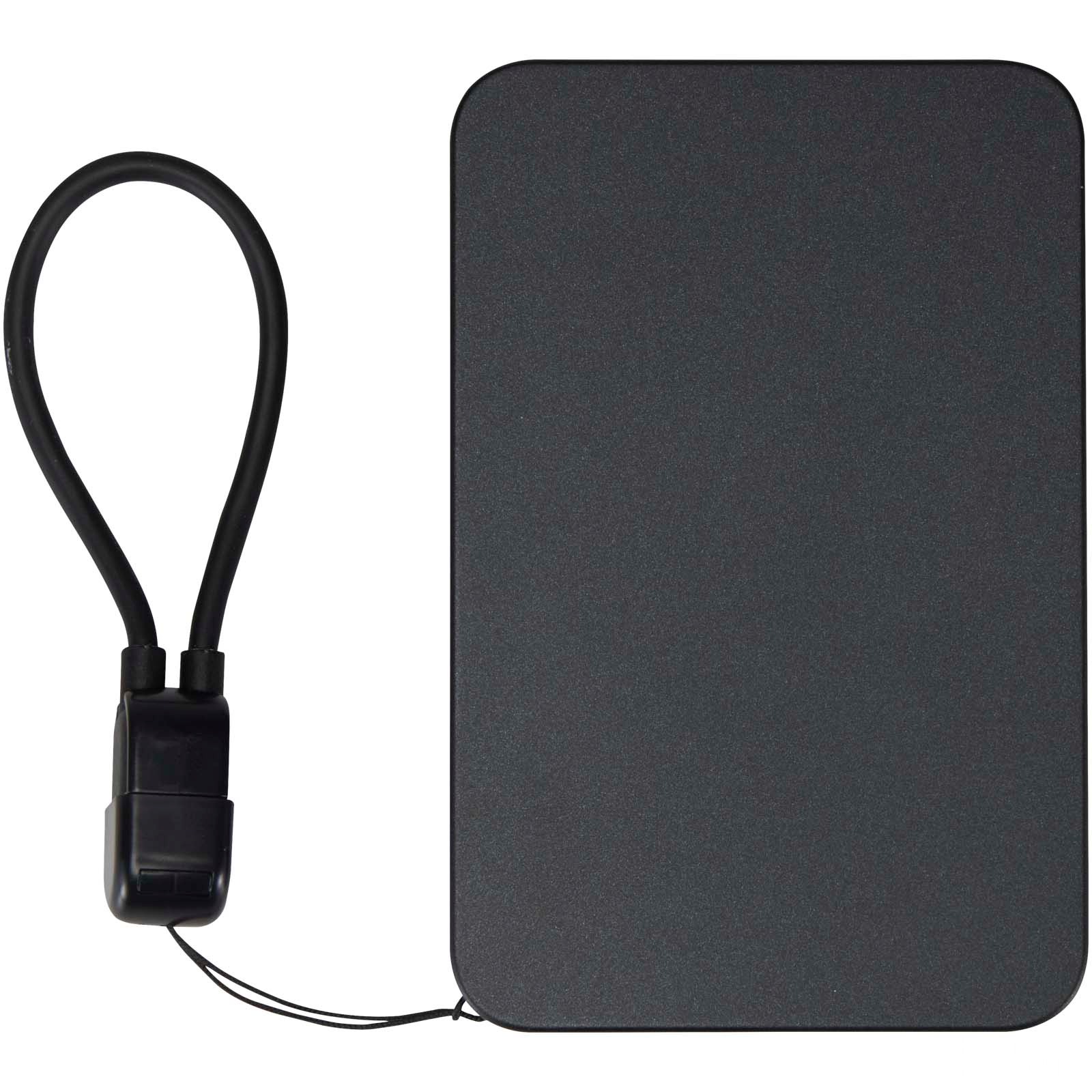 SMART 5000 mAh magnetisk powerbank av återvunnen plast med nyckelband - Svart, forside