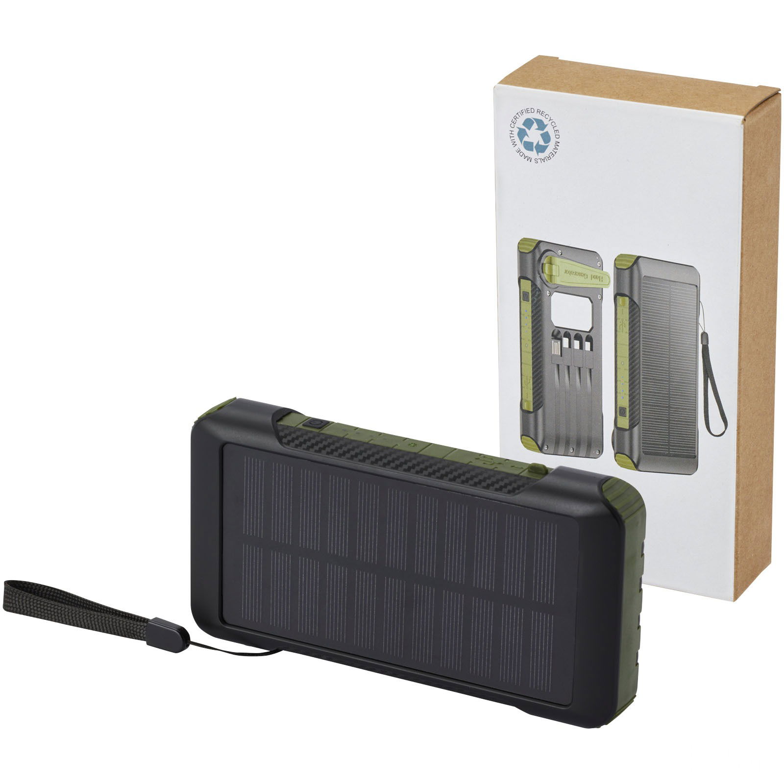 Soldy 10 000 mAh powerbank med soldynamo av RCS-återvunnen plast