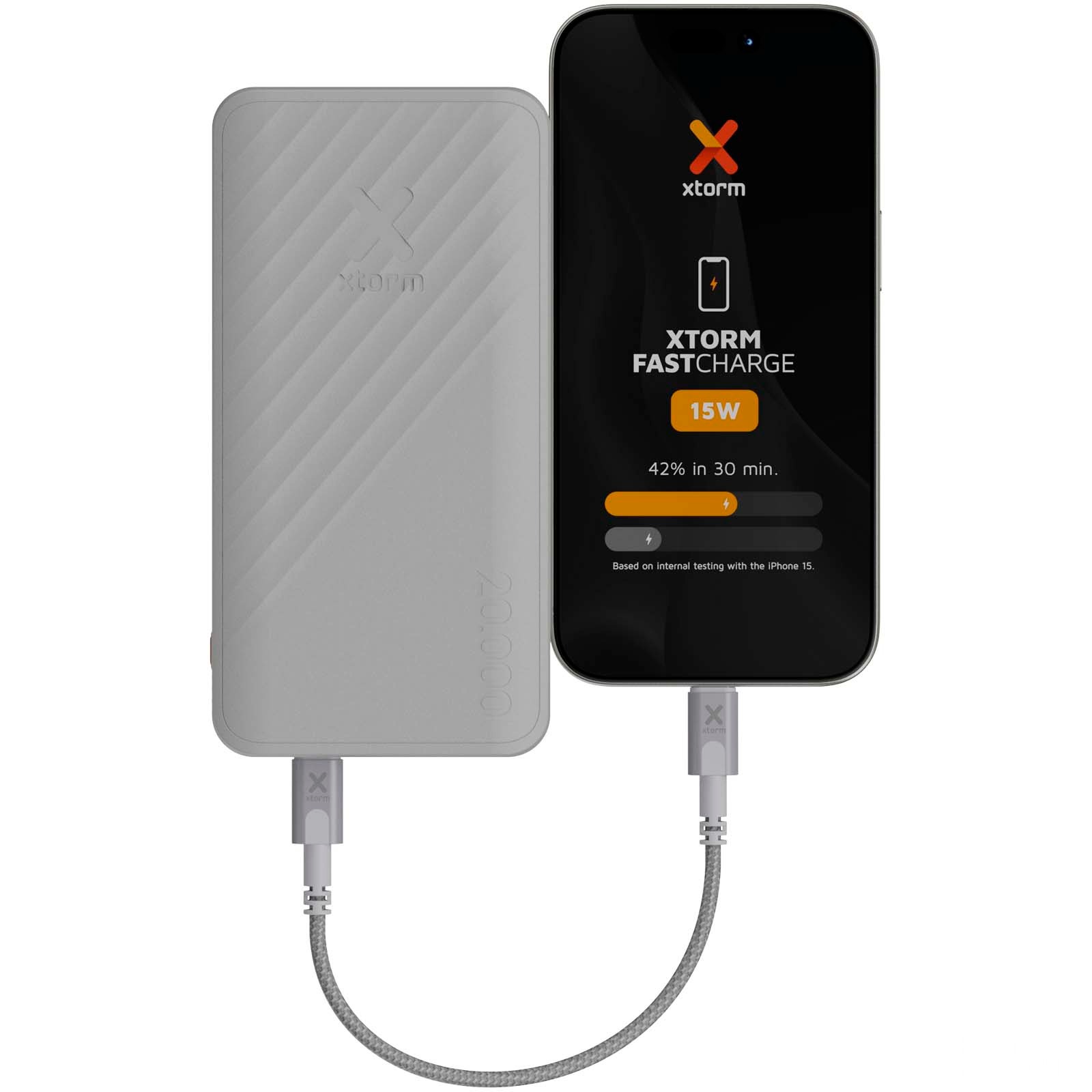 Xtorm XG220 Go2 hurtigladende powerbank på 15 W, 20 000 mAh med trykk