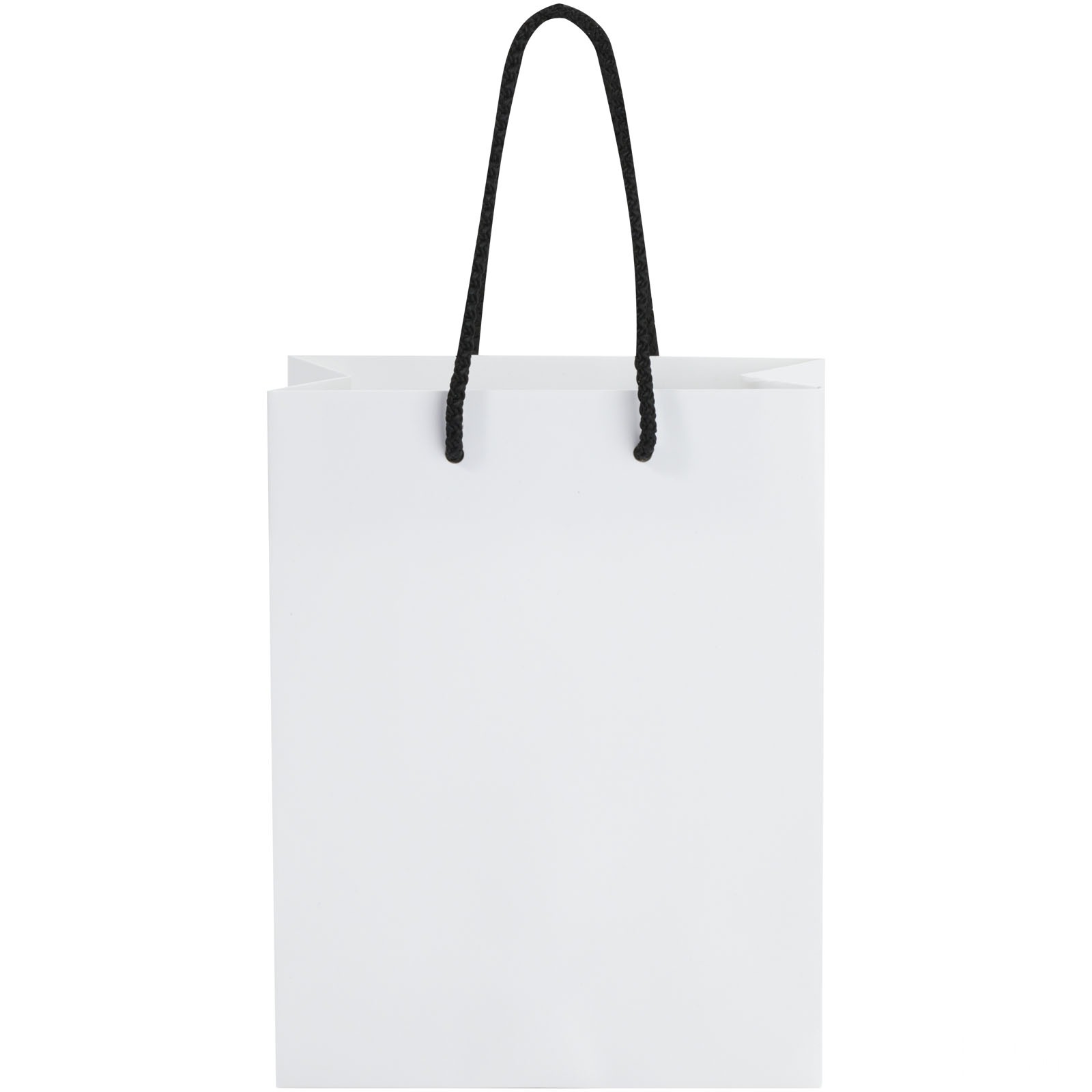 Håndlaget 170 g/m2 pose i integra-papir med plasthåndtak – 18 x 9 x 23 cm - Vit, bakside