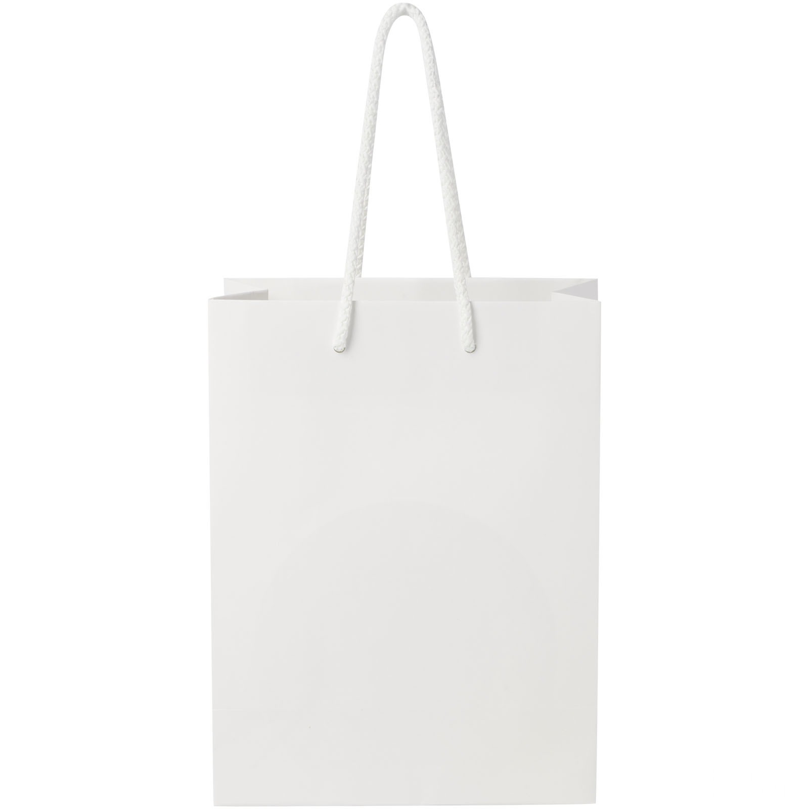 Håndlaget 170 g/m2 pose i integra-papir med plasthåndtak – 18 x 9 x 23 cm