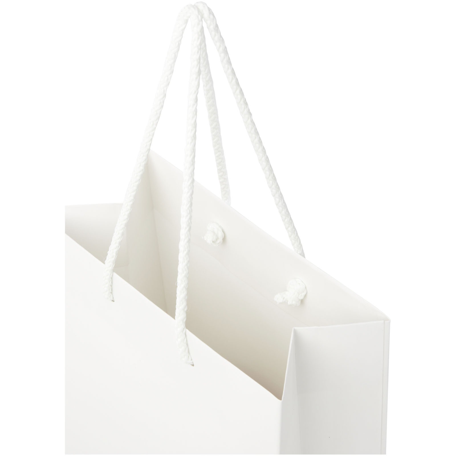Håndlaget 170 g/m2 pose i integra-papir med plasthåndtak – 18 x 9 x 23 cm