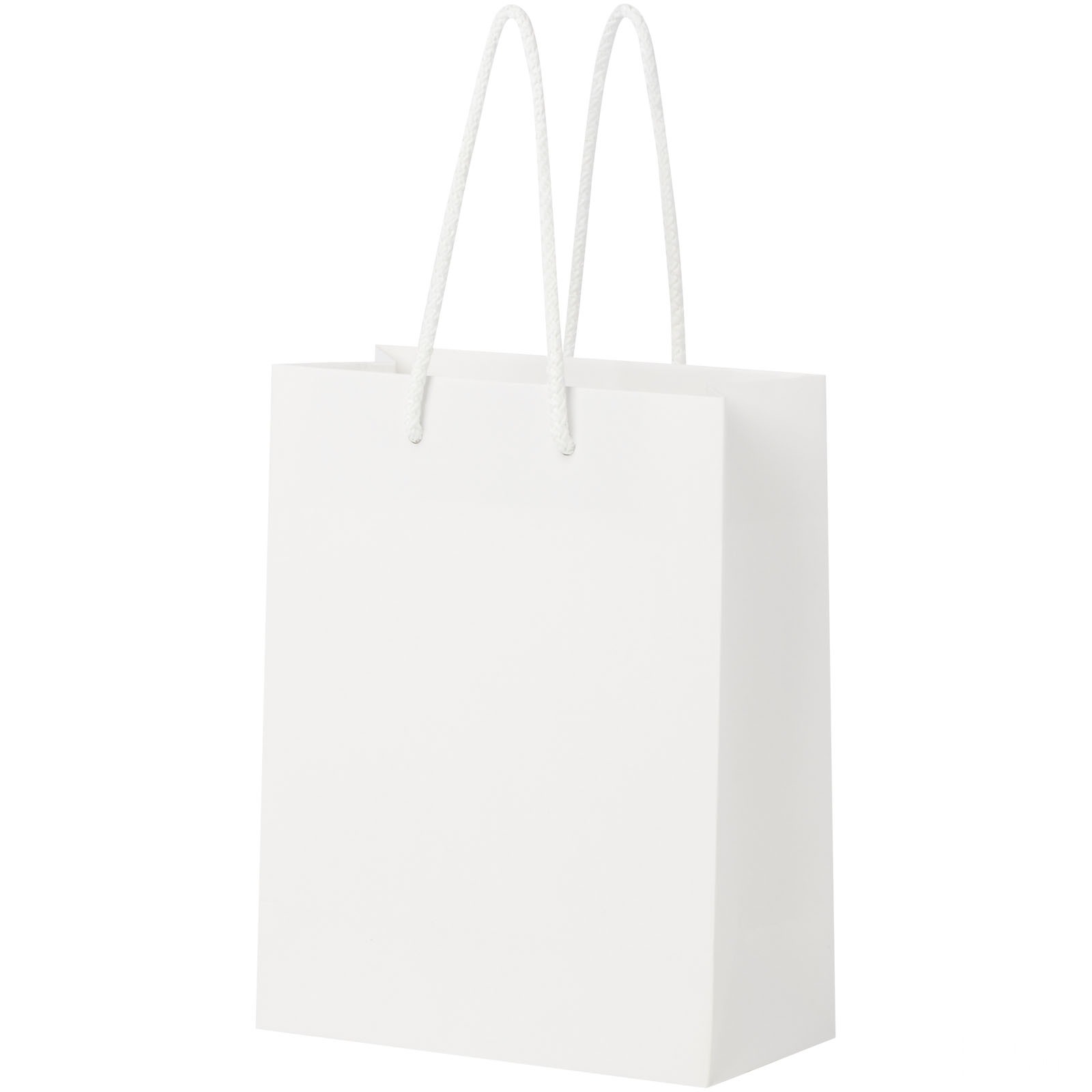 Håndlaget 170 g/m2 pose i integra-papir med plasthåndtak – 18 x 9 x 23 cm