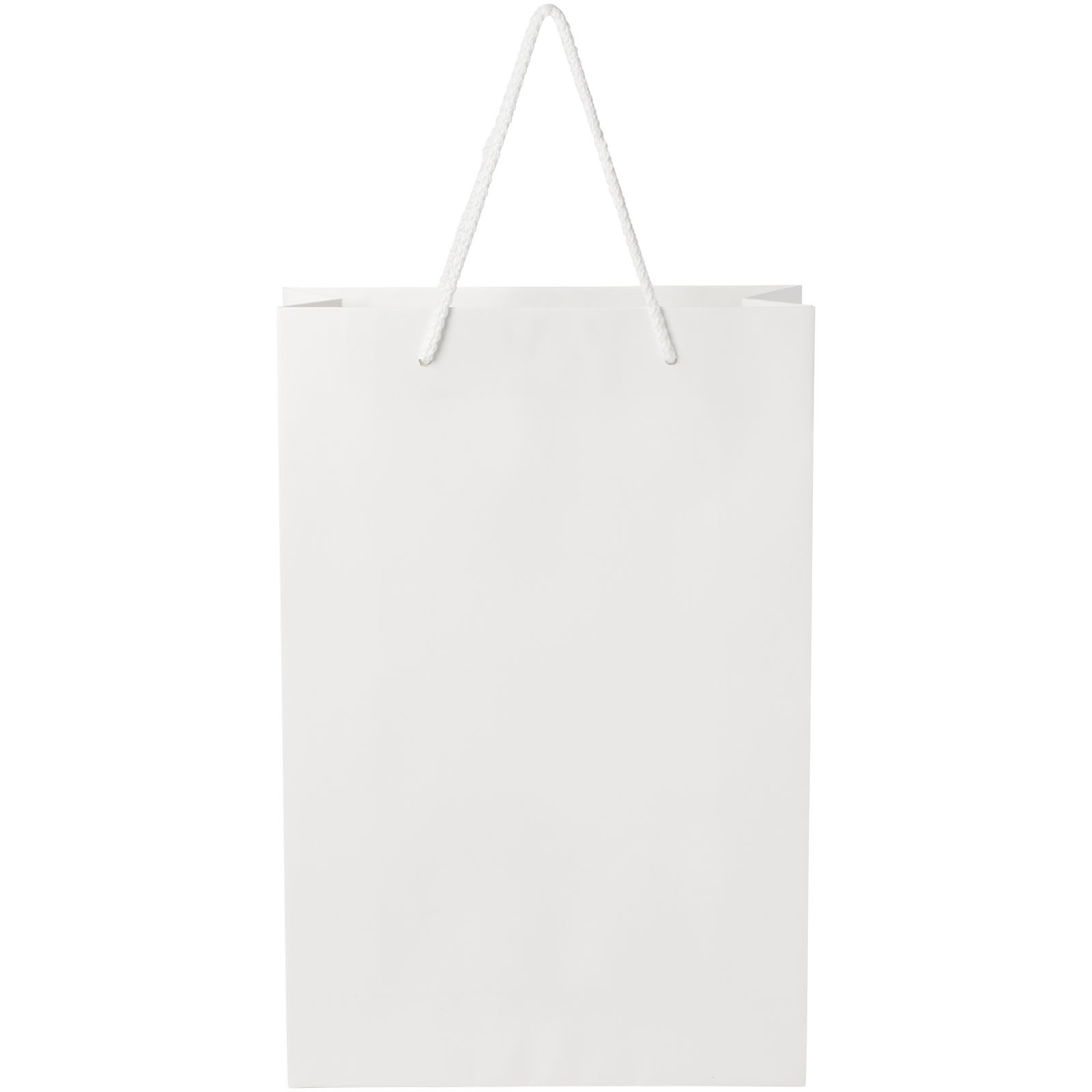 Håndlaget 170 g/m2 pose i integra-papir med plasthåndtak – 24 x 9 x 36 cm - Vit, bakside