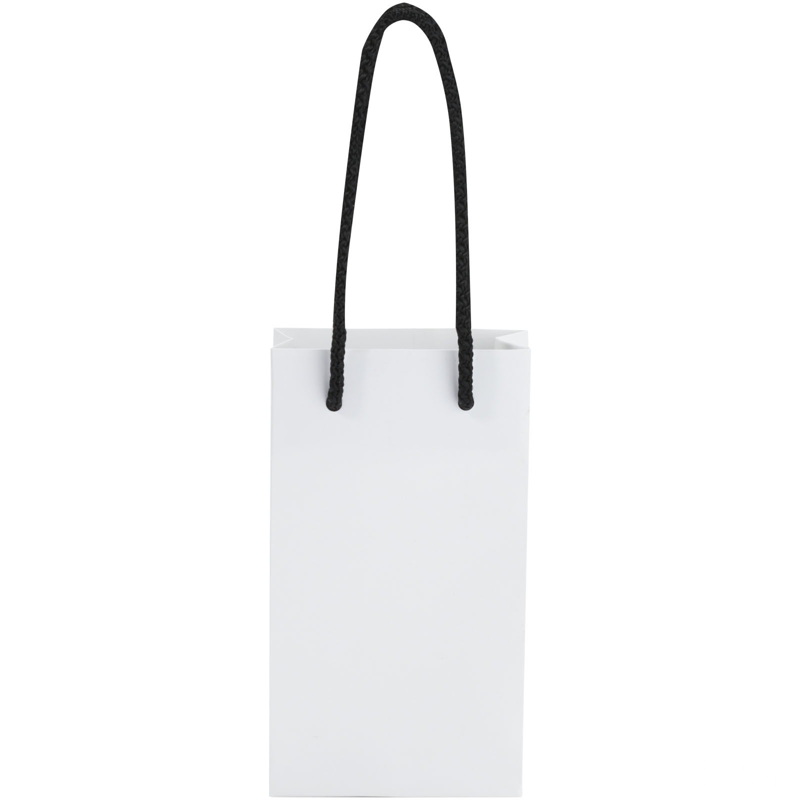 Håndlaget 170 g/m2 pose i integra-papir med plasthåndtak – 9,5 x 4 x 17 cm - Vit, bakside