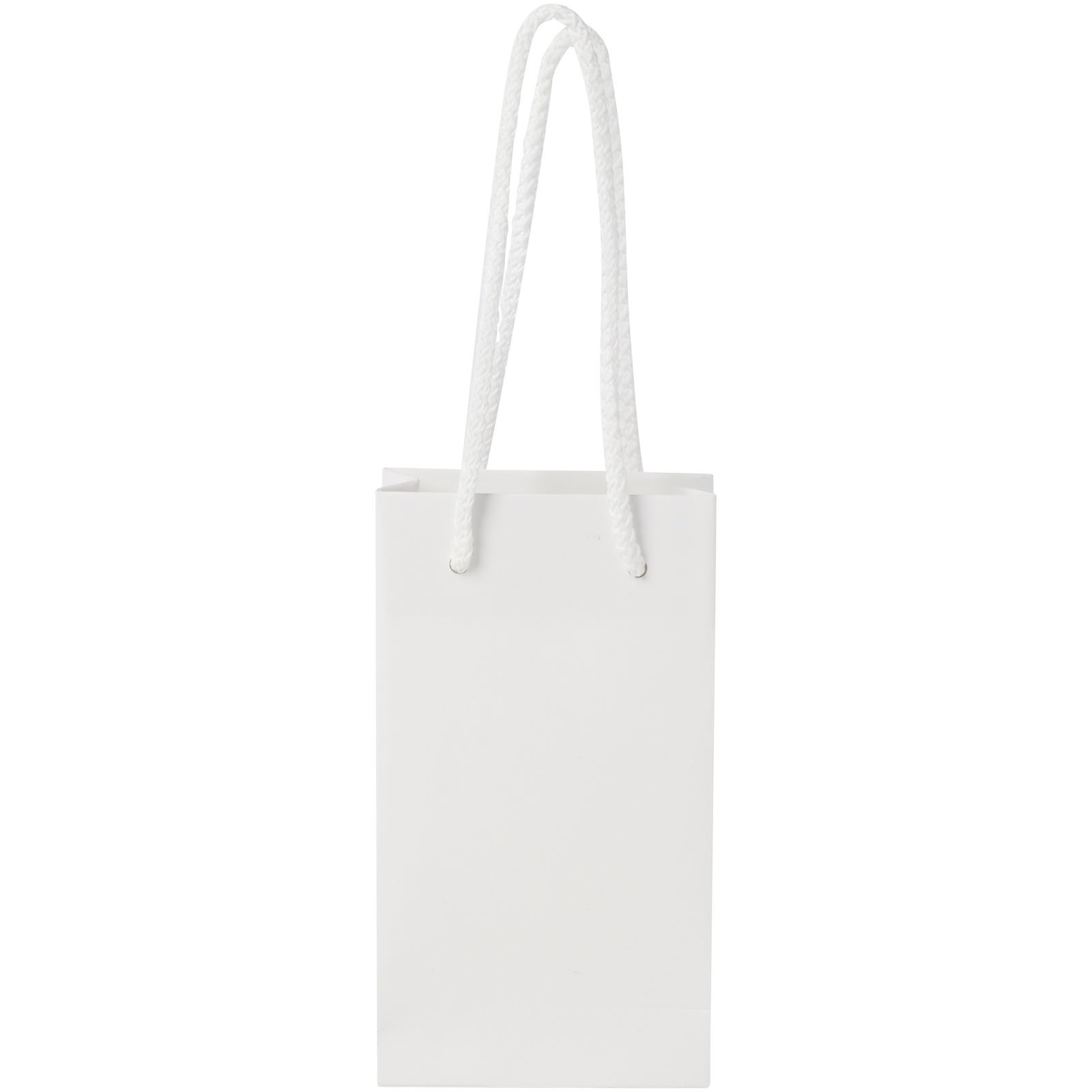 Håndlaget 170 g/m2 pose i integra-papir med plasthåndtak – 9,5 x 4 x 17 cm