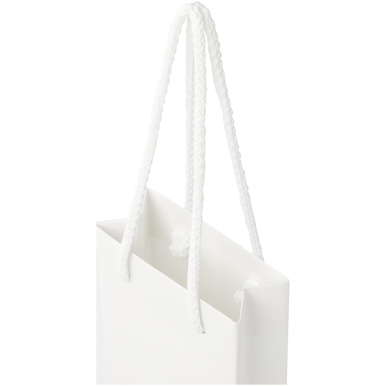 Håndlaget 170 g/m2 pose i integra-papir med plasthåndtak – 9,5 x 4 x 17 cm