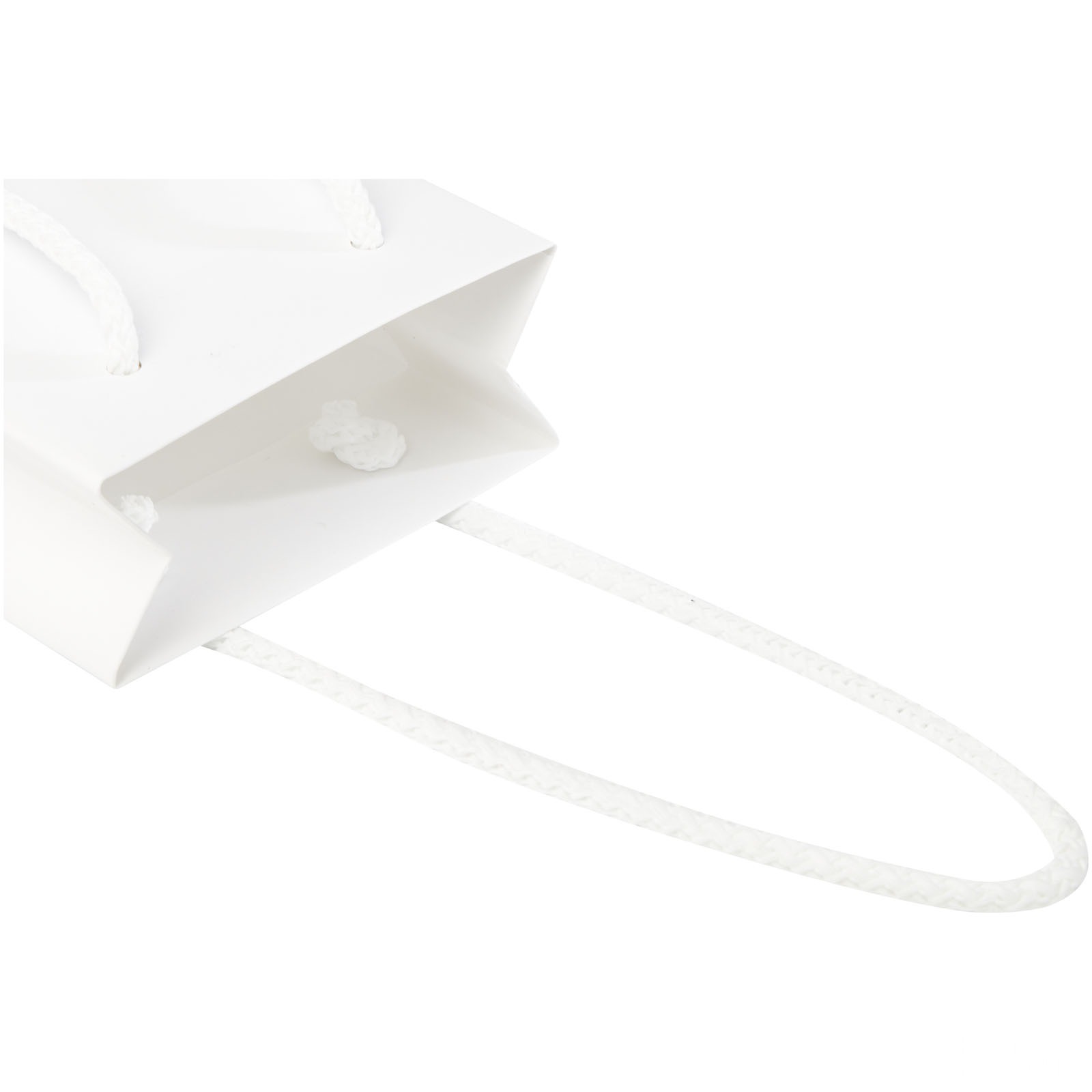 Håndlaget 170 g/m2 pose i integra-papir med plasthåndtak – 9,5 x 4 x 17 cm