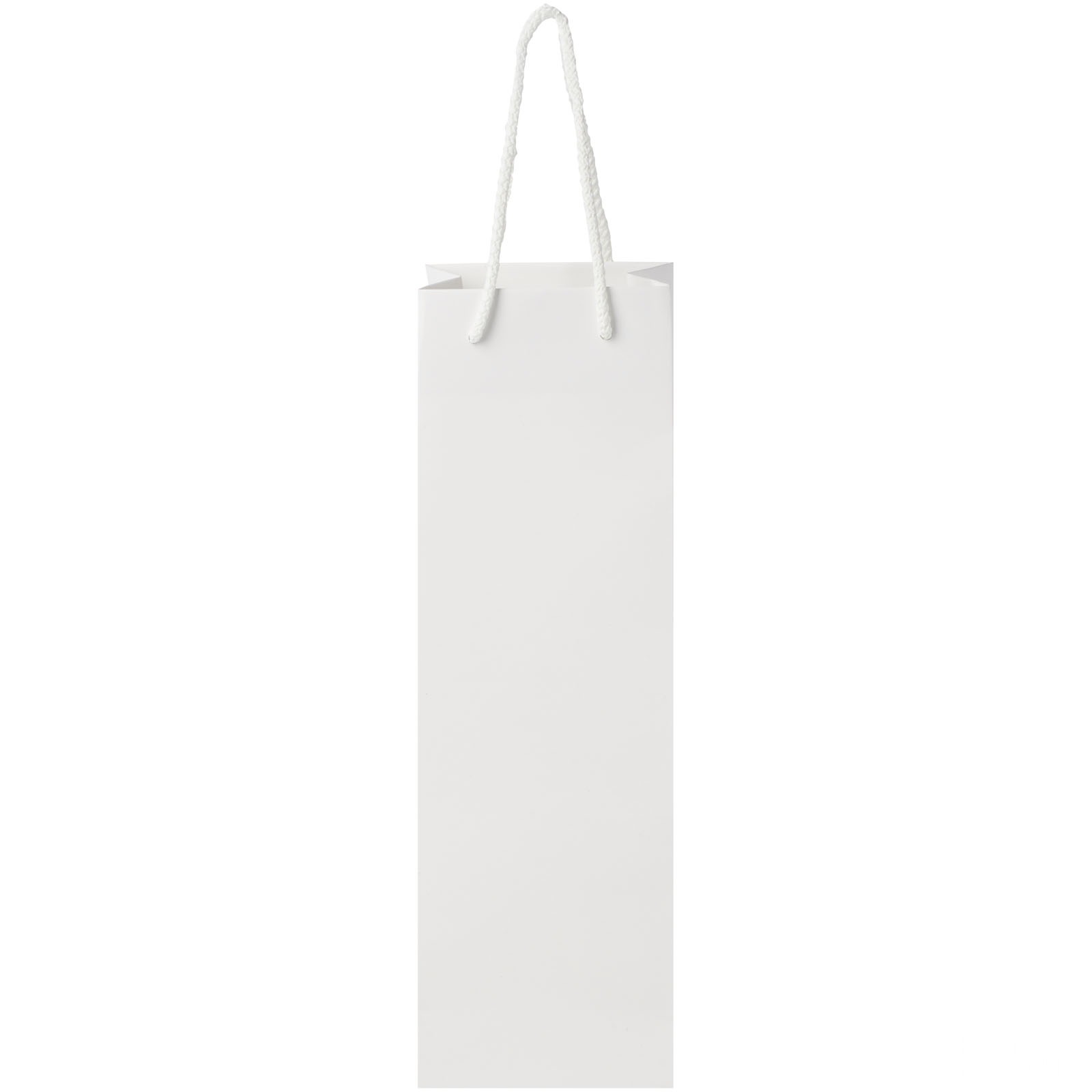Håndlaget 170 g/m2 vinflaskepose av integra-papir med plasthåndtak – 12 x 9 x 37 cm - Vit, bakside