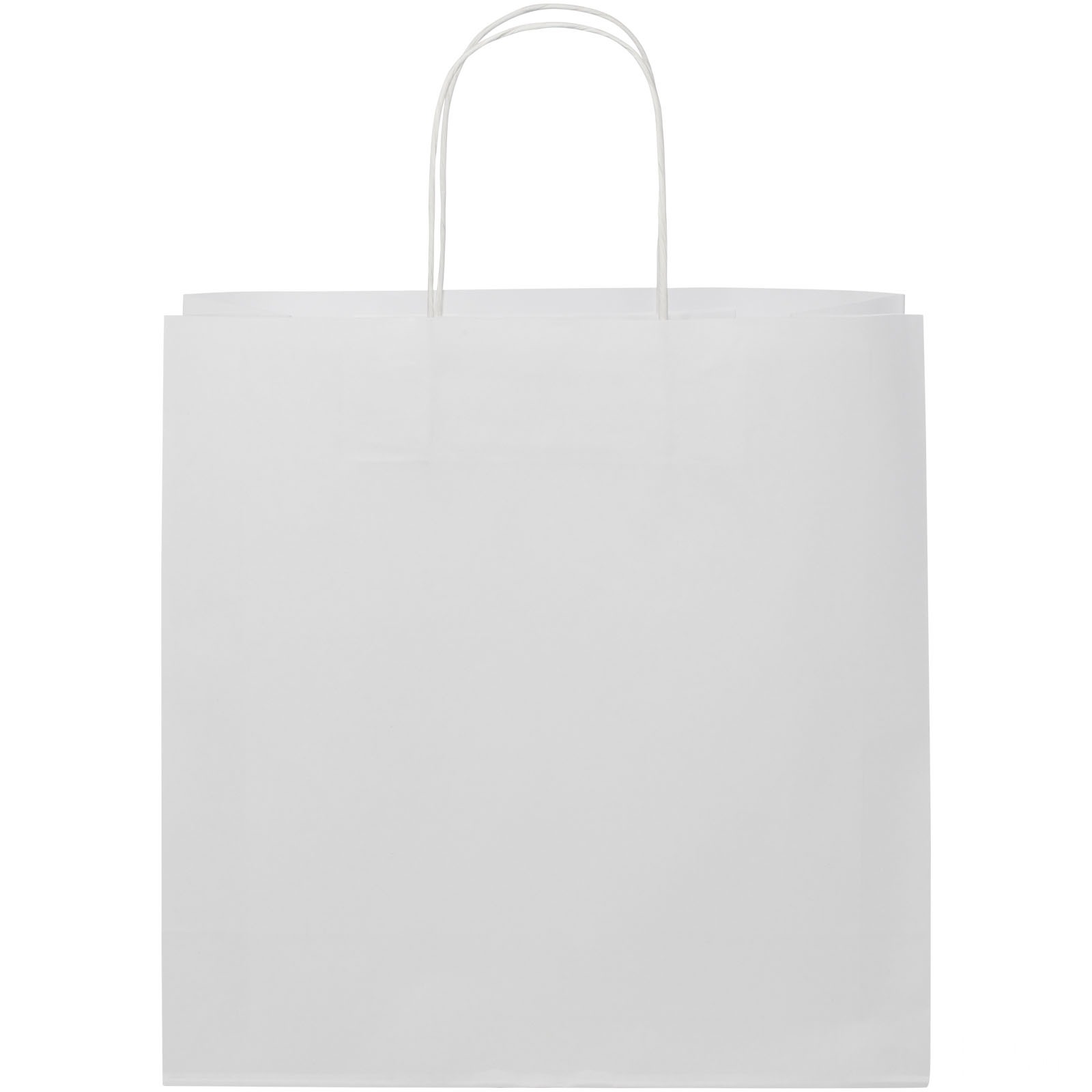 Kraftpapirpose 120 g/m2 med tvinnede håndtak – 31 x 12 x 31 cm - Vit, bakside