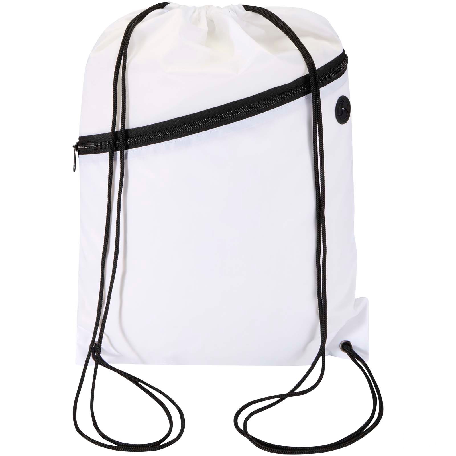 Oriole RPET-gympapåse med dragsko och framficka med dragkedja 5 liter - Vit, forside
