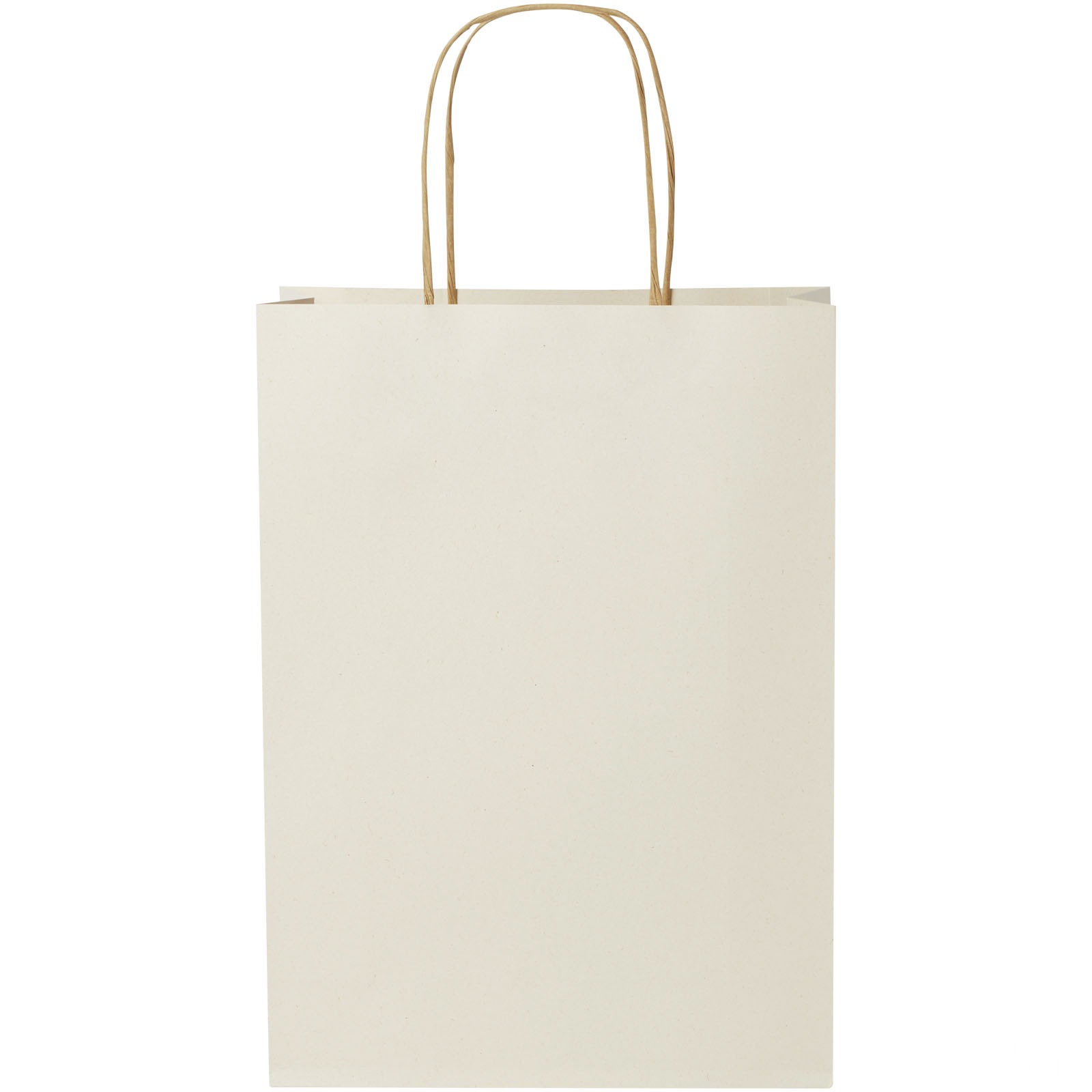 Papirpose 150 g/m2 av landbruksavfall med tvinnede håndtak – 24 x 9 x 32 cm - Naturvit, bakside