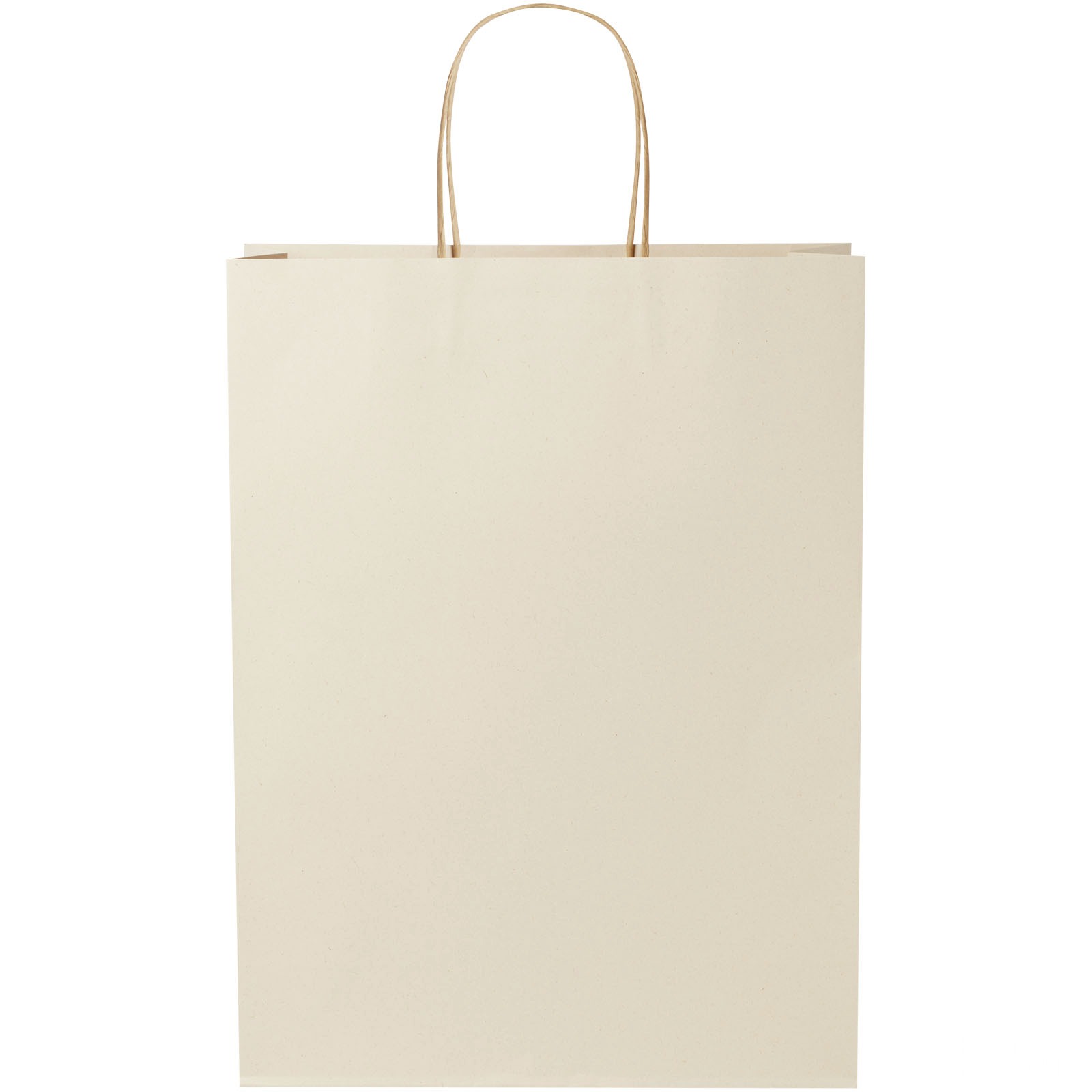 Papirpose 150 g/m2 av landbruksavfall med tvinnede håndtak – 31 x 12 x 41 cm - Naturvit, bakside