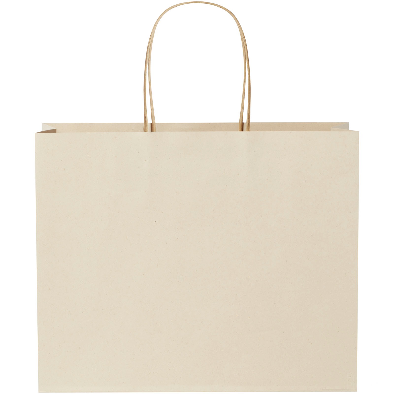 Papirpose 150 g/m2 av landbruksavfall med tvinnede håndtak – 31 x 12 x 25 cm - Naturvit, bakside