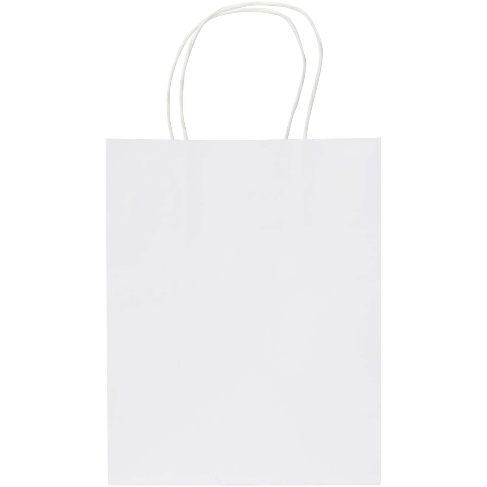Papirpose i kraftpapir 120 g/m² med tvinnede håndtak – 18 x 9 x 23 cm - Vit, forside
