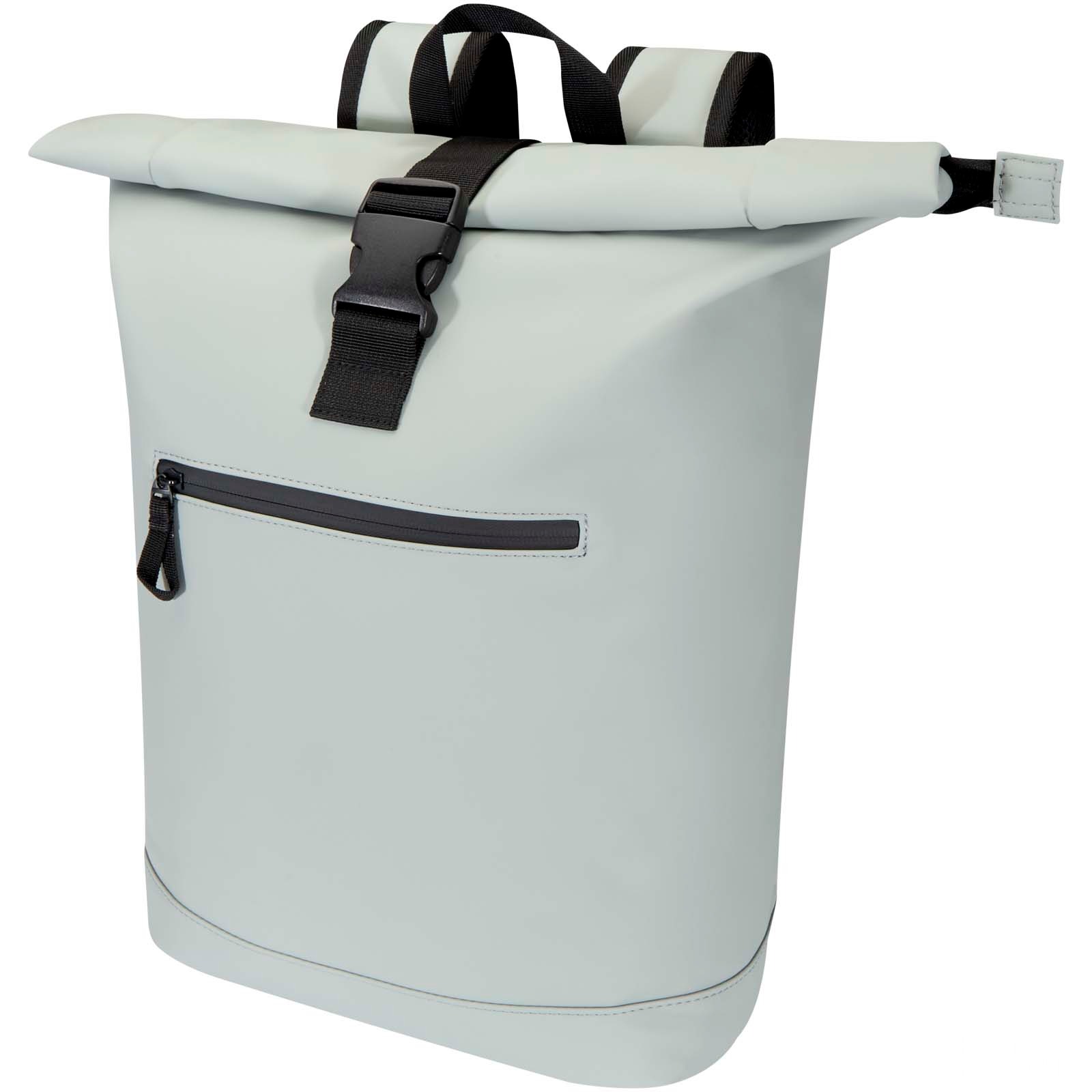 Resi Plus 15" ryggsäck med rulltopp av GRS-återvunnet material, 18 l - Havregryn med tryck