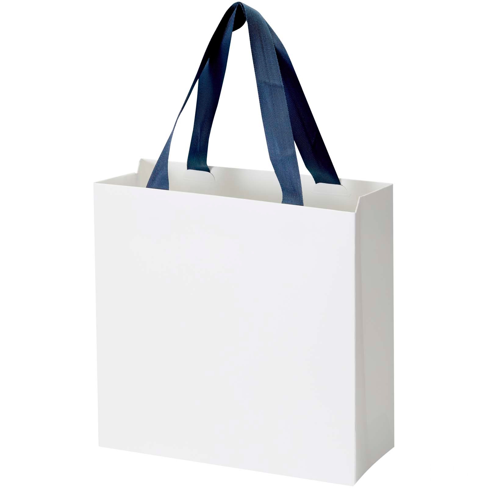 Smartfold 230 g/m² papirpose med satinhåndtak og glanset laminering – 24 x 10 x 24 cm - Blå, nærbilde