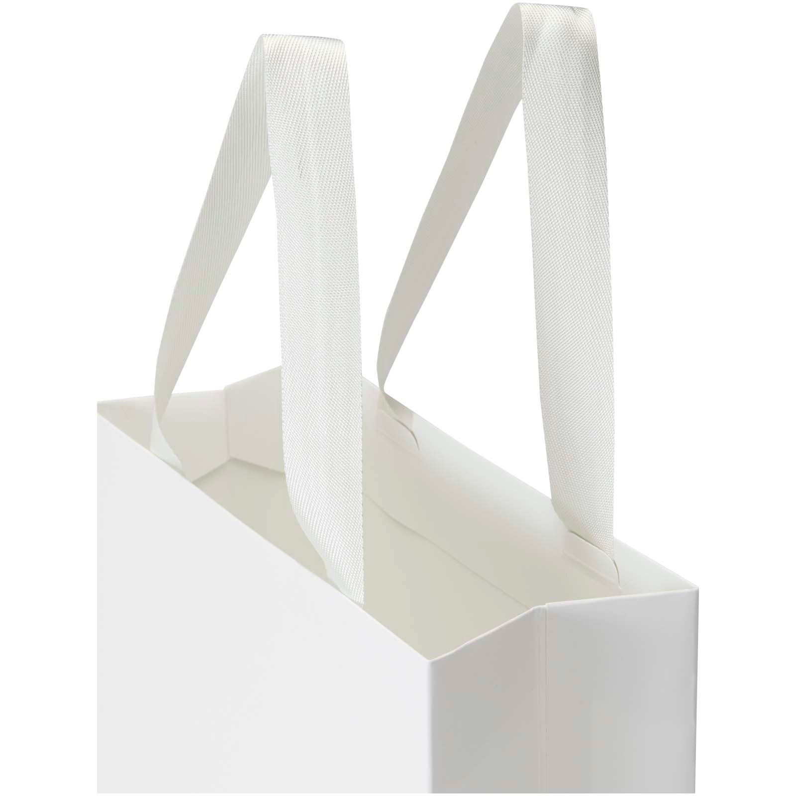 Smartfold 230 g/m² papperspåse med satinhandtag och glansig laminering – 24 x 10 x 24 cm