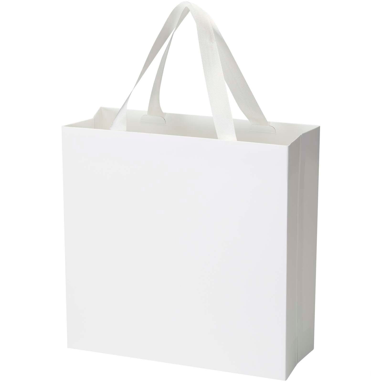 Smartfold 230 g/m² papirpose med satinhåndtak og glanset laminering – 31 x 12 x 31 cm