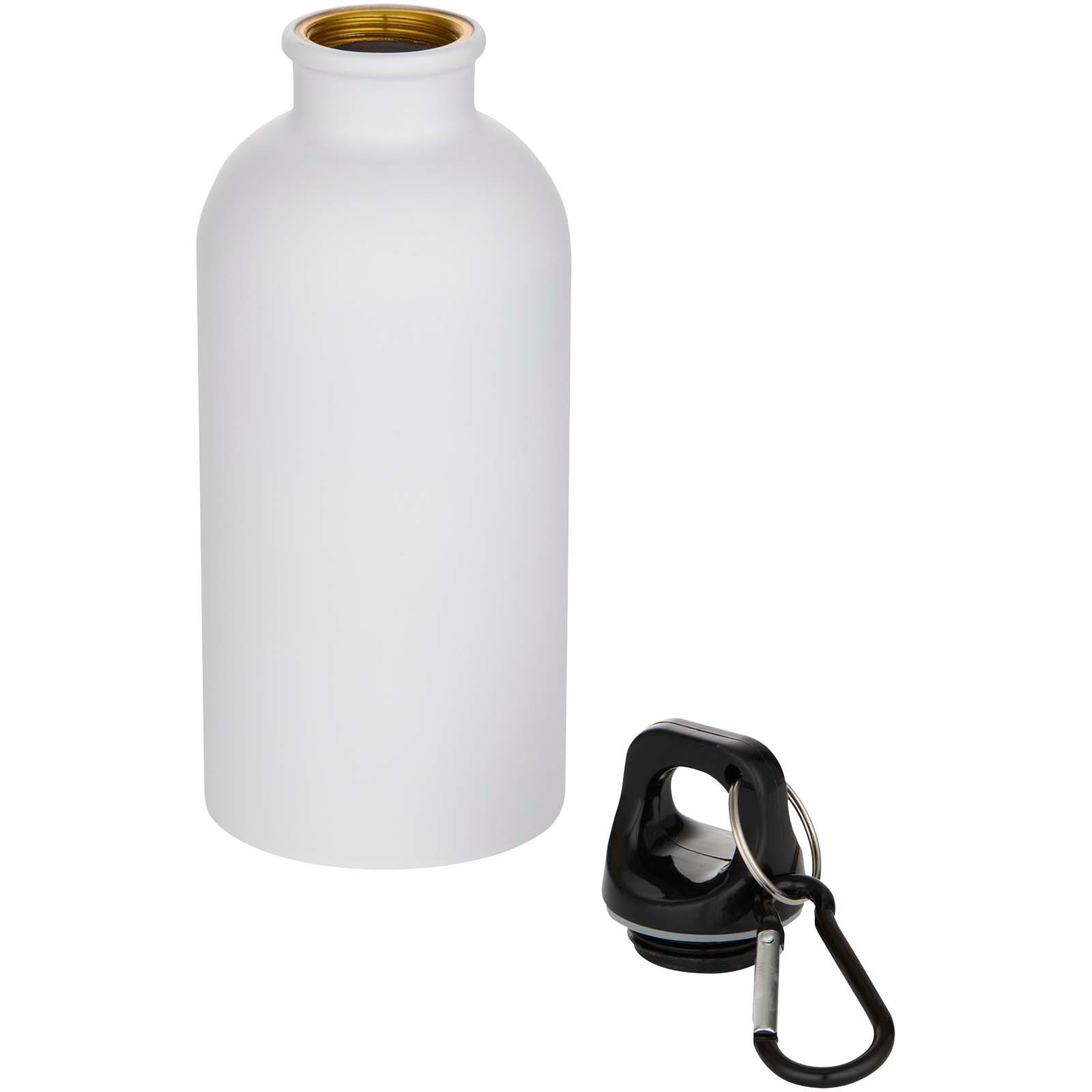 Oregon 400 ml matt vannflaske i resirkulert RCS-sertifisert rustfritt stål med enkel vegg og karabinkrok med trykk