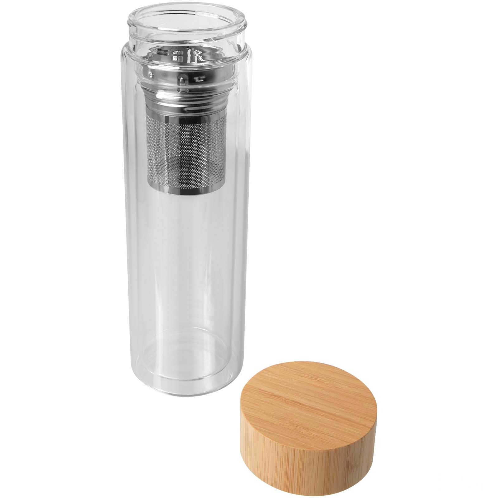 Bailey 400 ml Double-Walled Borosilicate Glass Infuser Bottle with Bamboo Lid