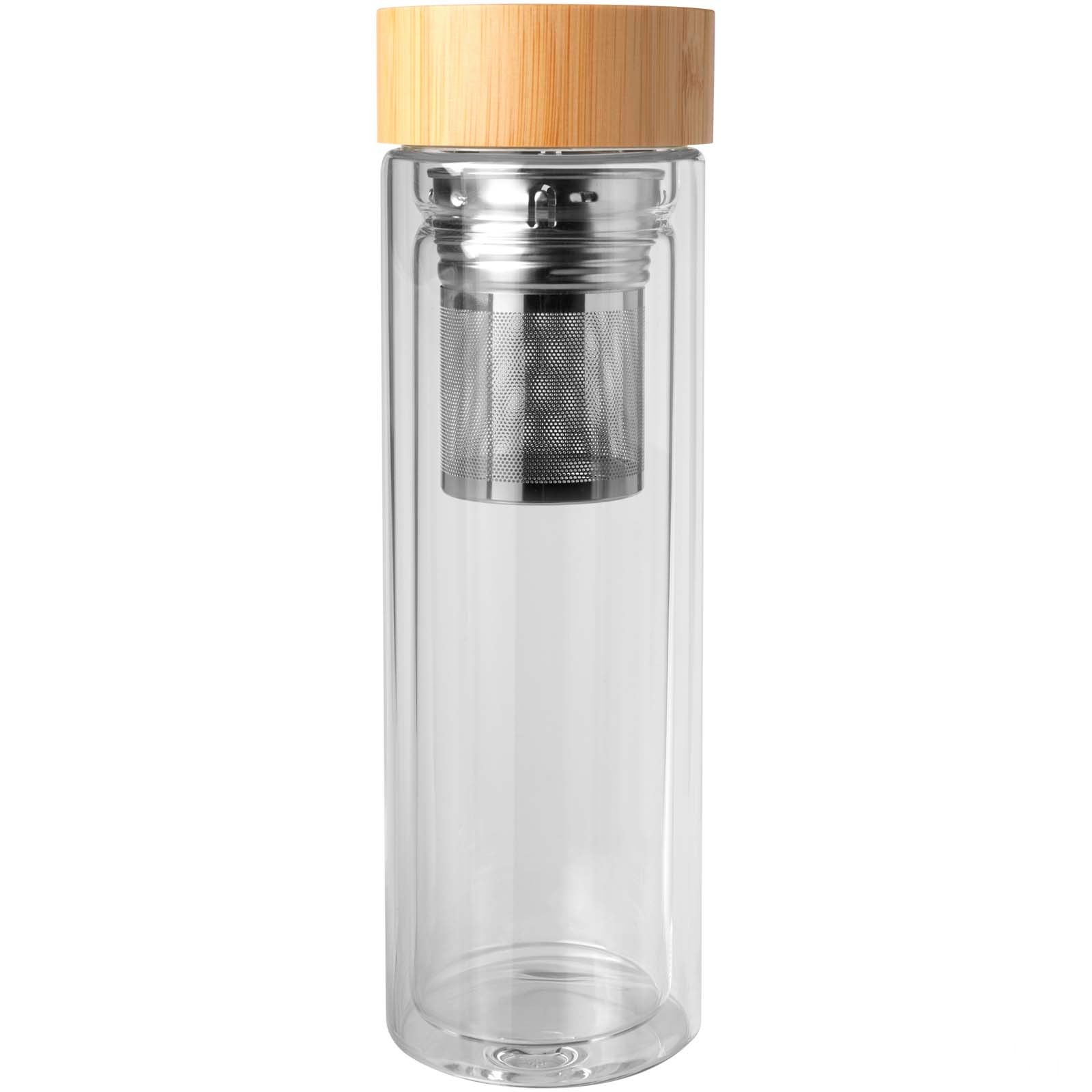 Bailey 400 ml Double-Walled Borosilicate Glass Infuser Bottle with Bamboo Lid